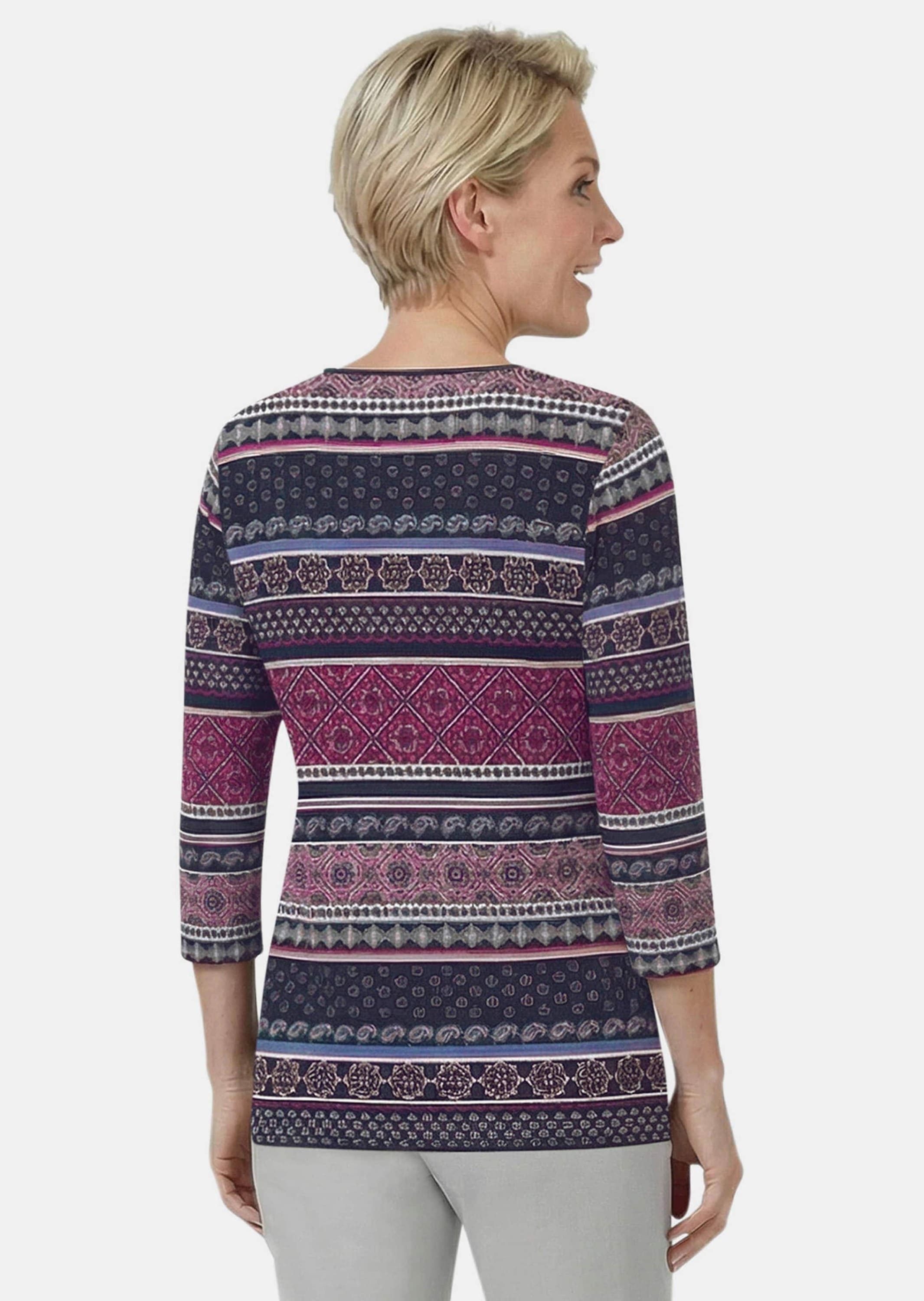 GOLDNER Print-Shirt »Jerseyshirt mit Rundhals« stretchbequemer Viskosejersey