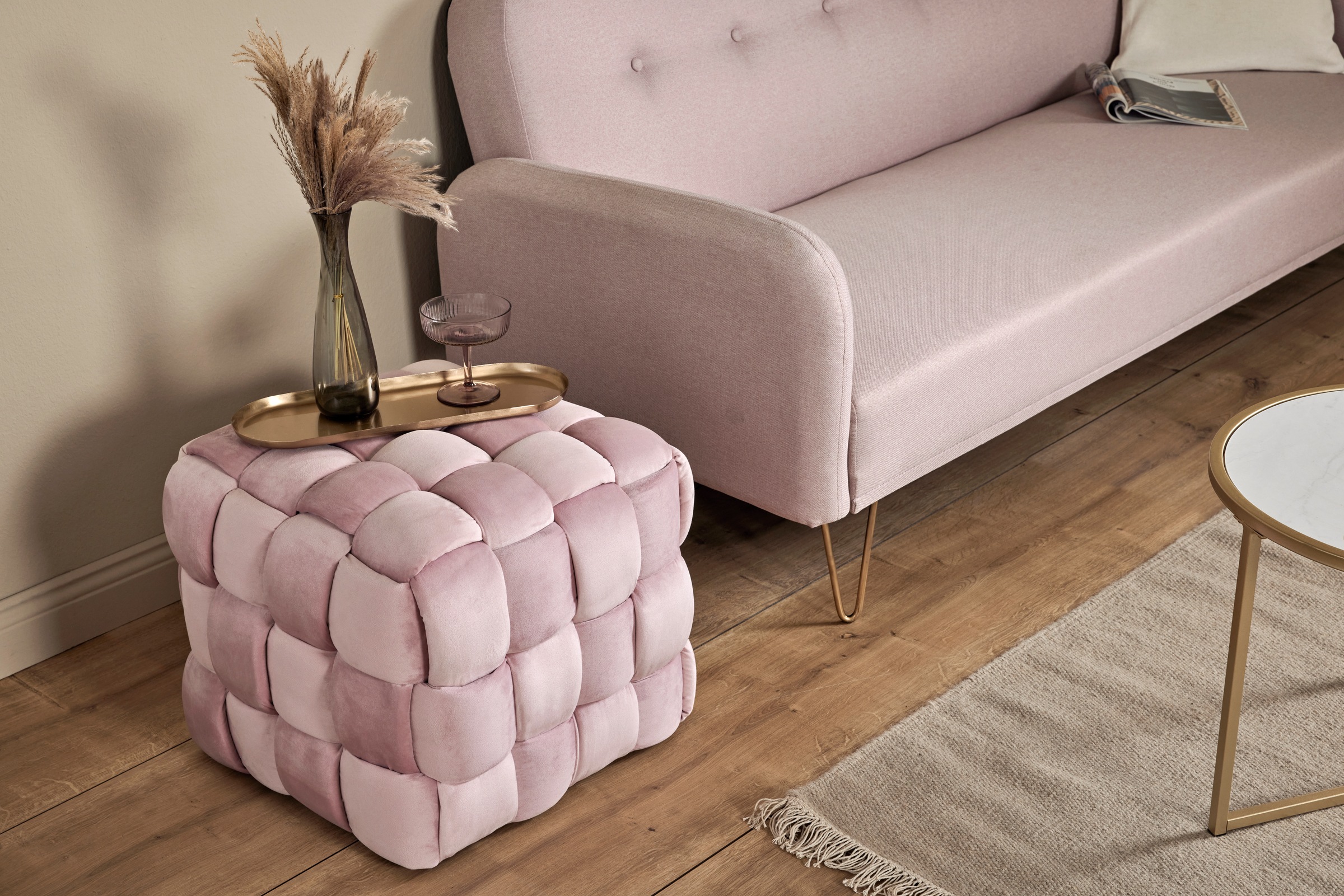 Jahnke "WEB ART S" Hocker, Couchtisch, Beistelltisch gepolstert in edler Fl günstig online kaufen