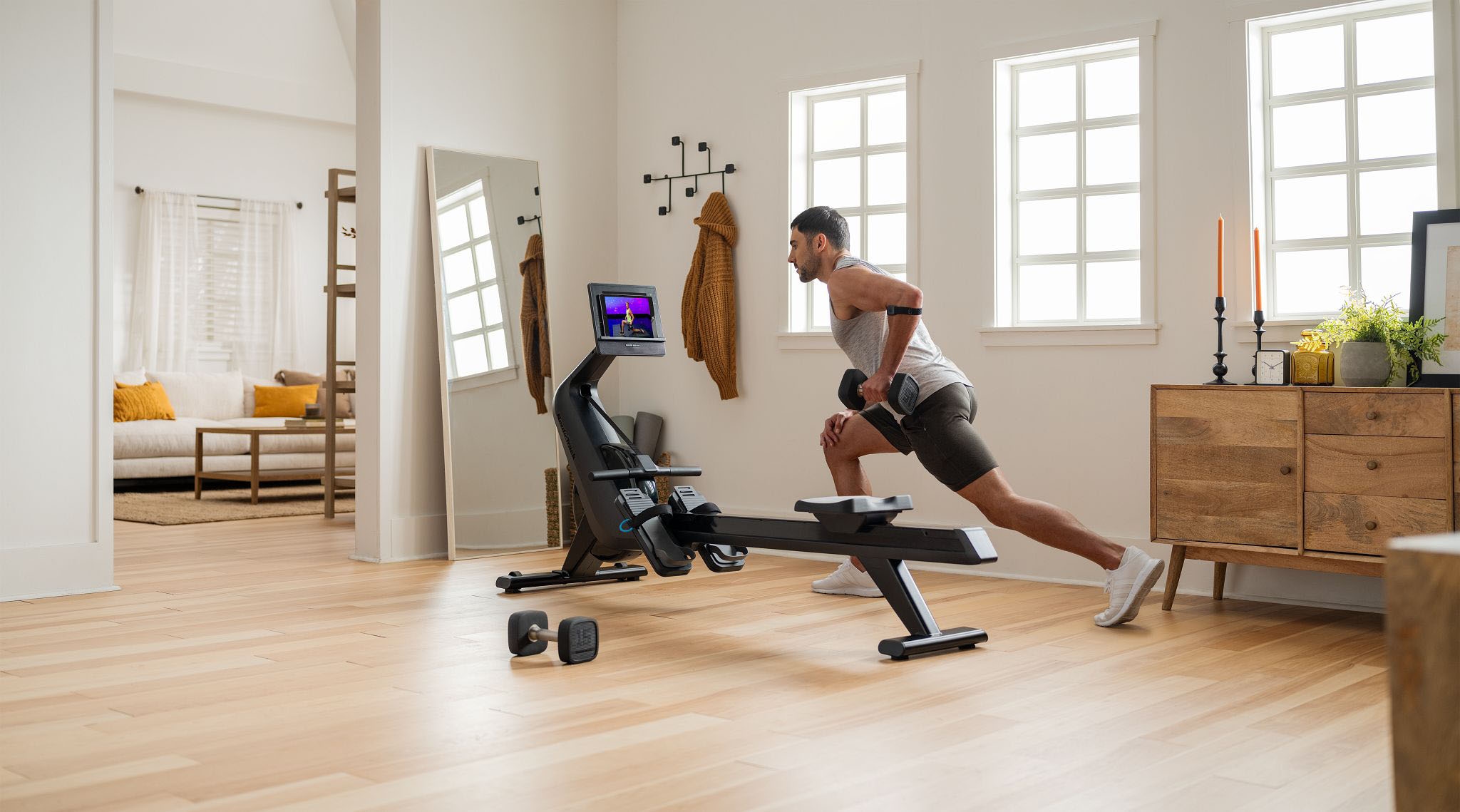 NordicTrack Rudergerät »NordicTrack RW300«, (Rower mit 5'' Display und Tabletfach), Rudermaschine, 26 Widerstandsstufen, Magnetbremssystem