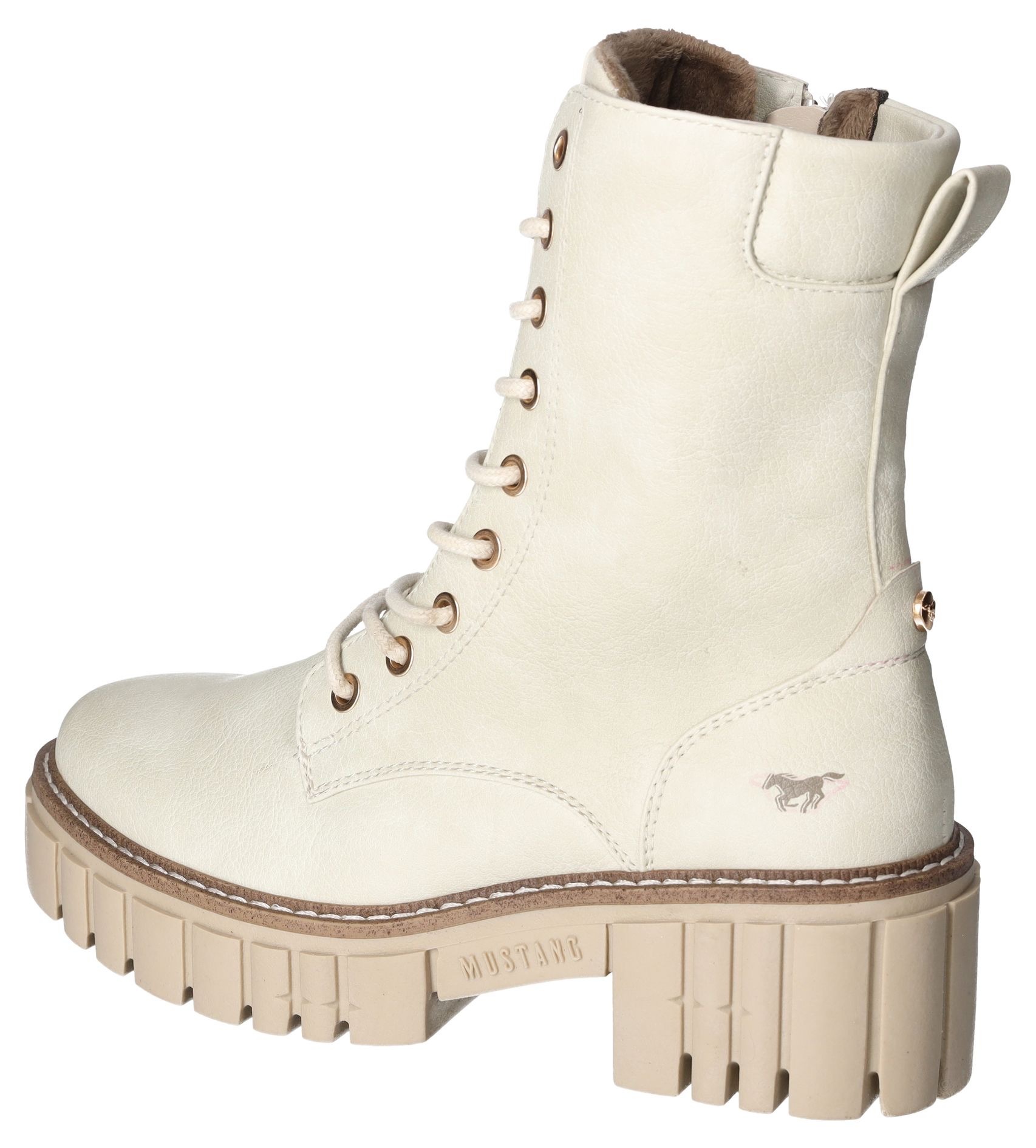 Mustang Shoes Schnürboots, Blockabsatz, Schnürstiefelette mit käftiger Profilsohle