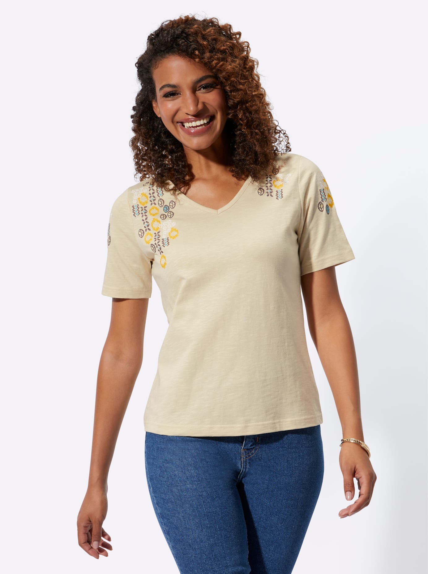 Inspirationen Kurzarmshirt "V-Shirt" 1 Stk. günstig online kaufen