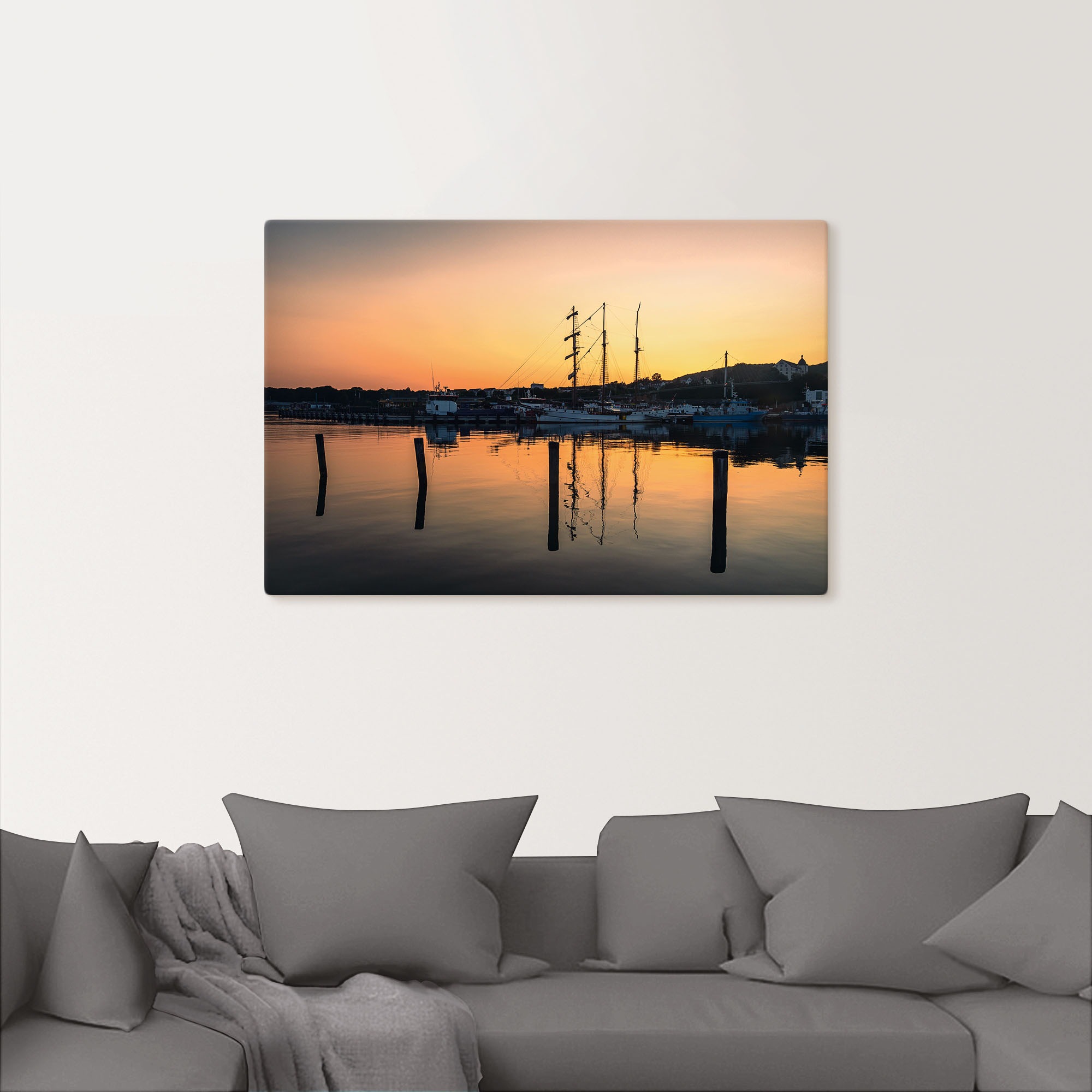 Artland Wandbild »Hafen von Sassnitz auf der Insel Rügen«, (1 Stück), in vielen Größen & Produktarten - Alubild / Outdoorbild für den Außenbereich, Leinwandbild, Poster, Wandaufkleber / Wandtattoo auch für Badezimmer geeignet