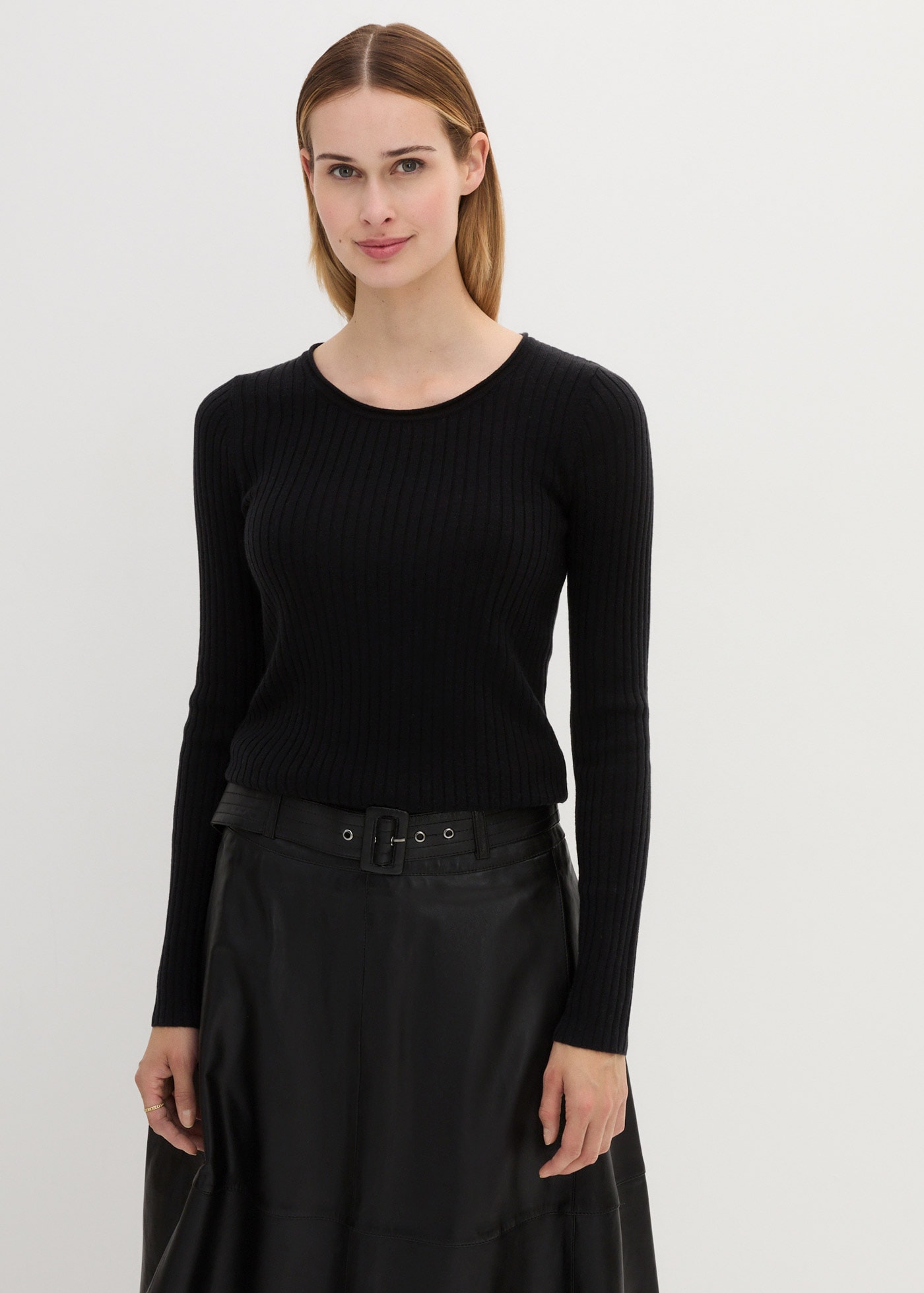 bonprix Strickpullover aus Merinowolle, Langarm, schmale Passform günstig online kaufen