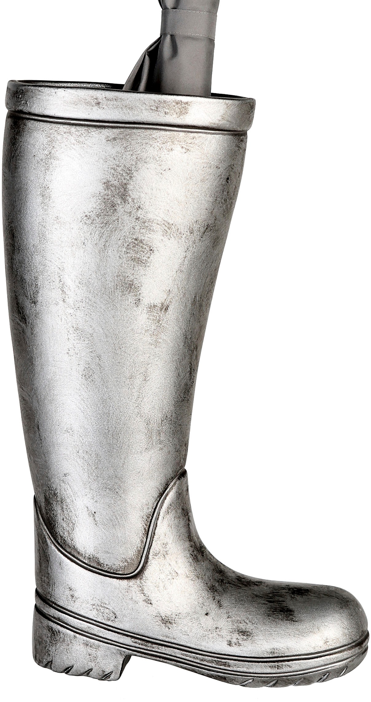 Casablanca by Gilde Schirmständer "Regenschirmständer Stiefel, silber" für Regenschirme, Höhe 45 cm, Gummistiefel-Form, aus Keramik
