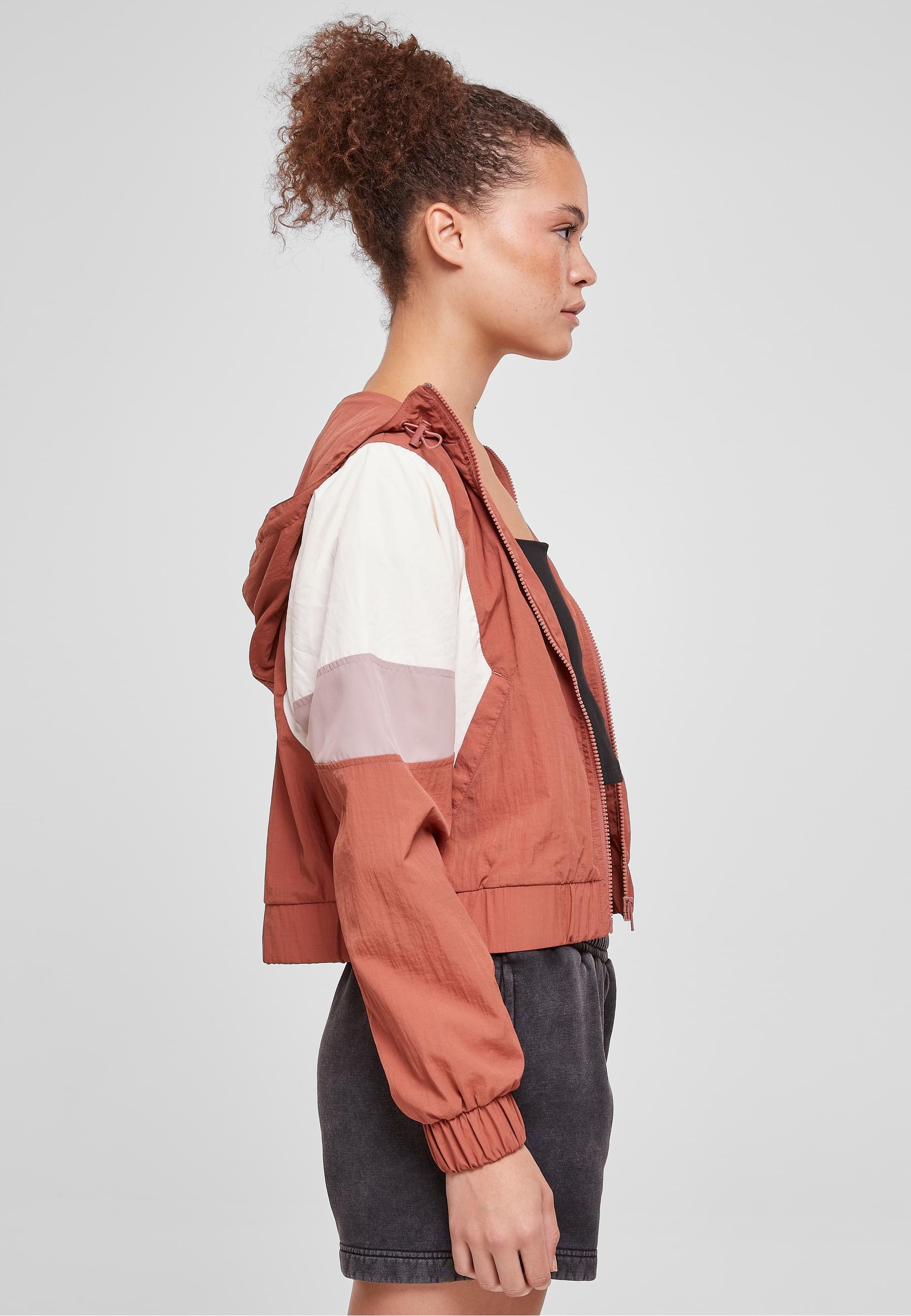URBAN CLASSICS Allwetterjacke »Urban Classics Damen Ladies Short 3-Tone Crinkle Jacket«, (1 St.), mit Kapuze