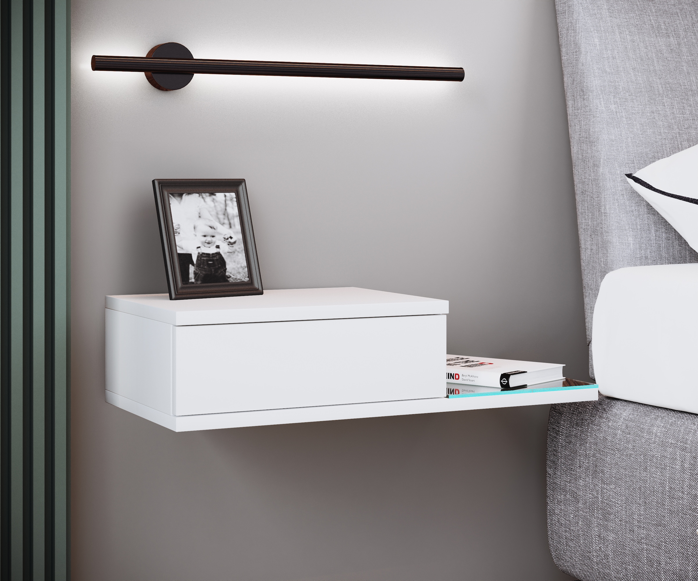 VCM Nachtkonsole »VCM Nachtschrank | Wandschublade | Wandboard | Nachttisch | Maße ca. H. 15 x B. 65 x T. 30 cm - Konsila L«, (VCM Konsila)