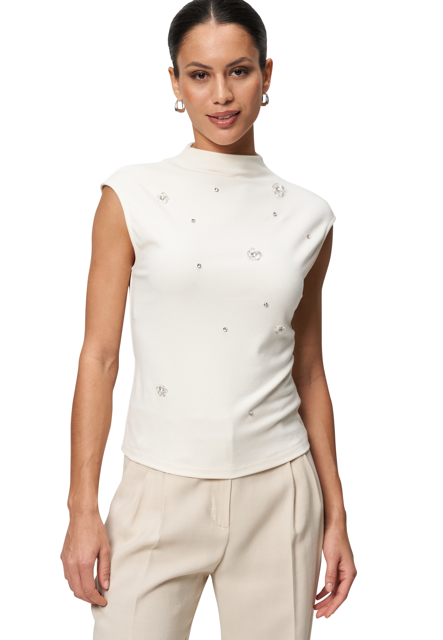Zero Kurzarmshirt "zero Damen Shirt mit Strass und Blumen", (1 tlg.), Ziers günstig online kaufen
