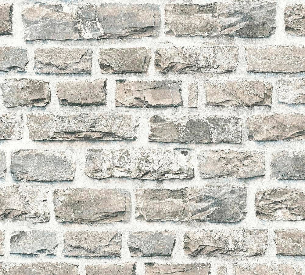 living walls Vliestapete "Neue Bude 2.0" Motiv Steinoptik gemustert leicht strukturiert Landhaus Tapete Stein Tapeten Wohnzimmer Schlafzimmer Küche Flur Optik