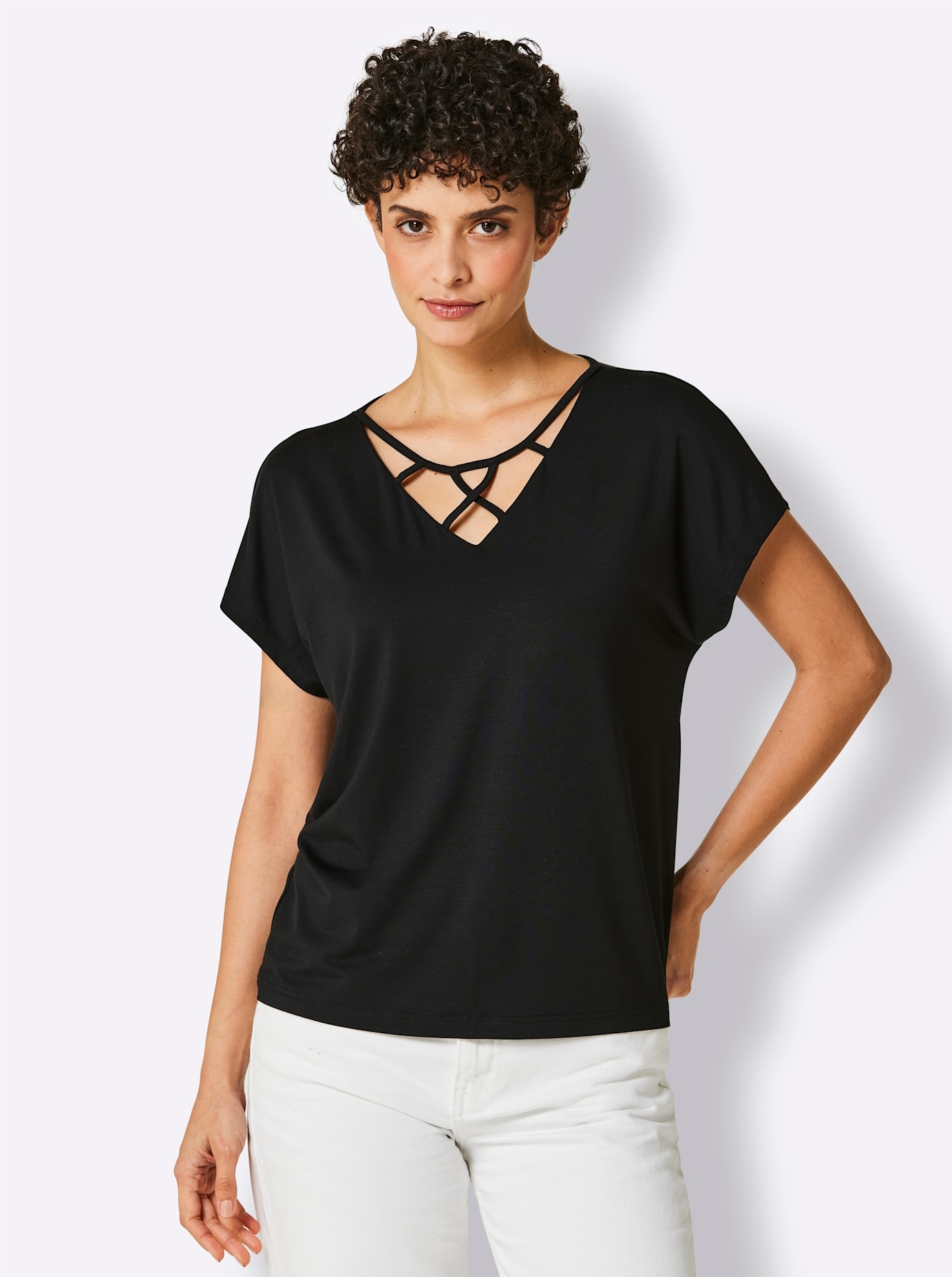 CREATION L PREMIUM V-Shirt »Modal-Shirt«, (1 tlg.)