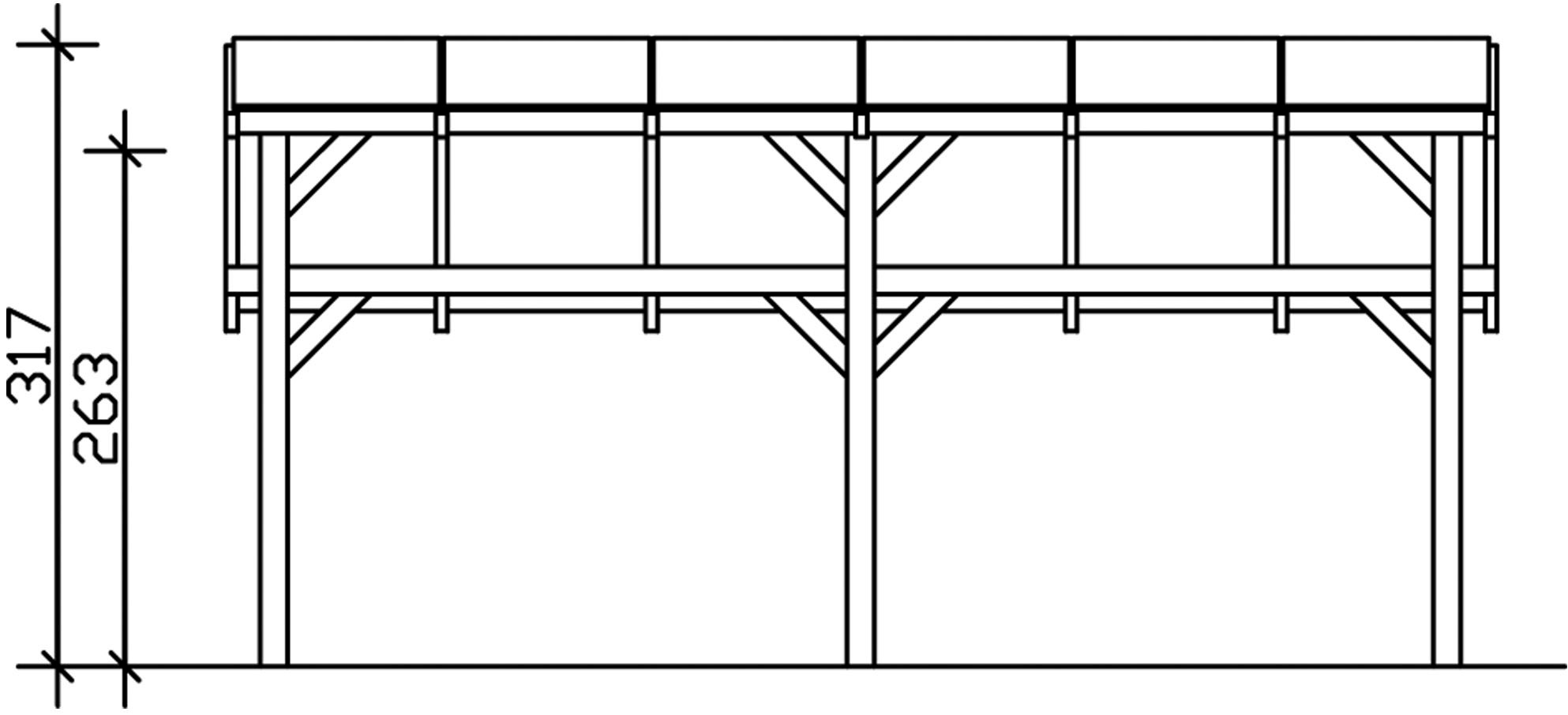 Skanholz Doppelcarport »Schwaben«, 285 cm, Nussbaum, 648x630cm