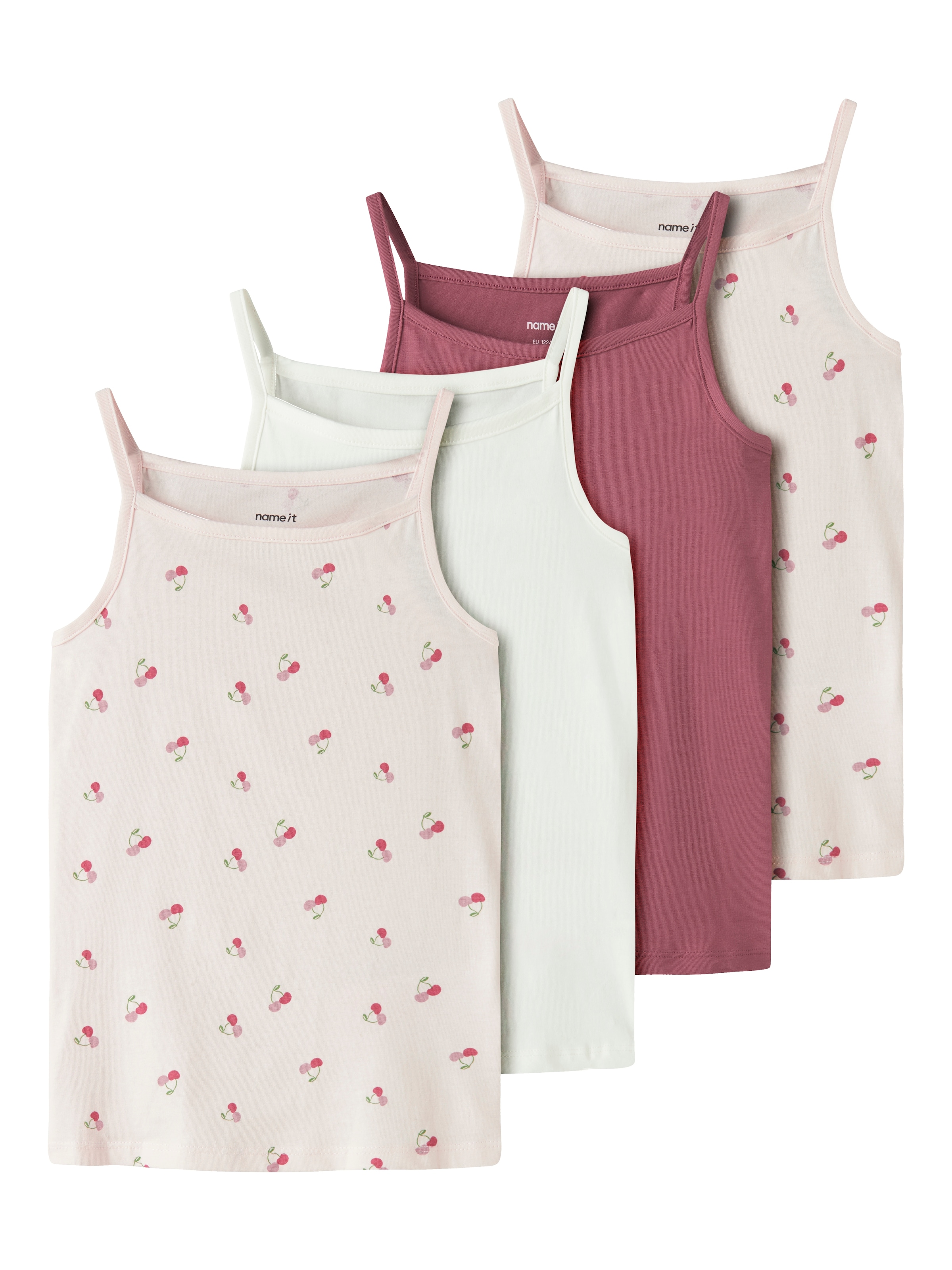 NAME IT Mädchen Unterhemd "NKFSTRAP für Mädchen mit Stretchkomfort im 4er-Pack", Gr. 146mauve morn, Jersey, Obermaterial: 95% Baumwolle, 5% Elasthan,