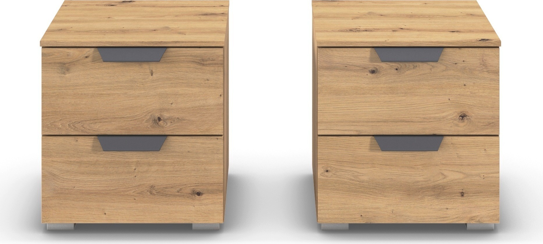 rauch Nachtkommode »Nachttisch Nachtkonsole COSTA Set mit farblich passenden Metallgriffen« in 2 Griff-Farben, Breite je 40 cm, 2 Stk. tlg. je zwei geräumige Schubladen MADE IN GERMANY