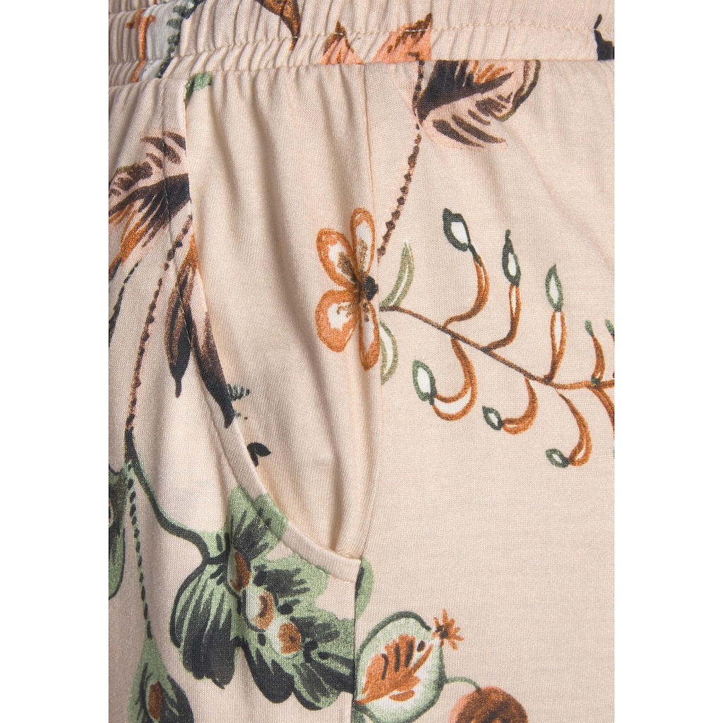 Buffalo Jerseyhose, mit Blumendruck und Taschen, lockerer Schnitt, Sommerhose