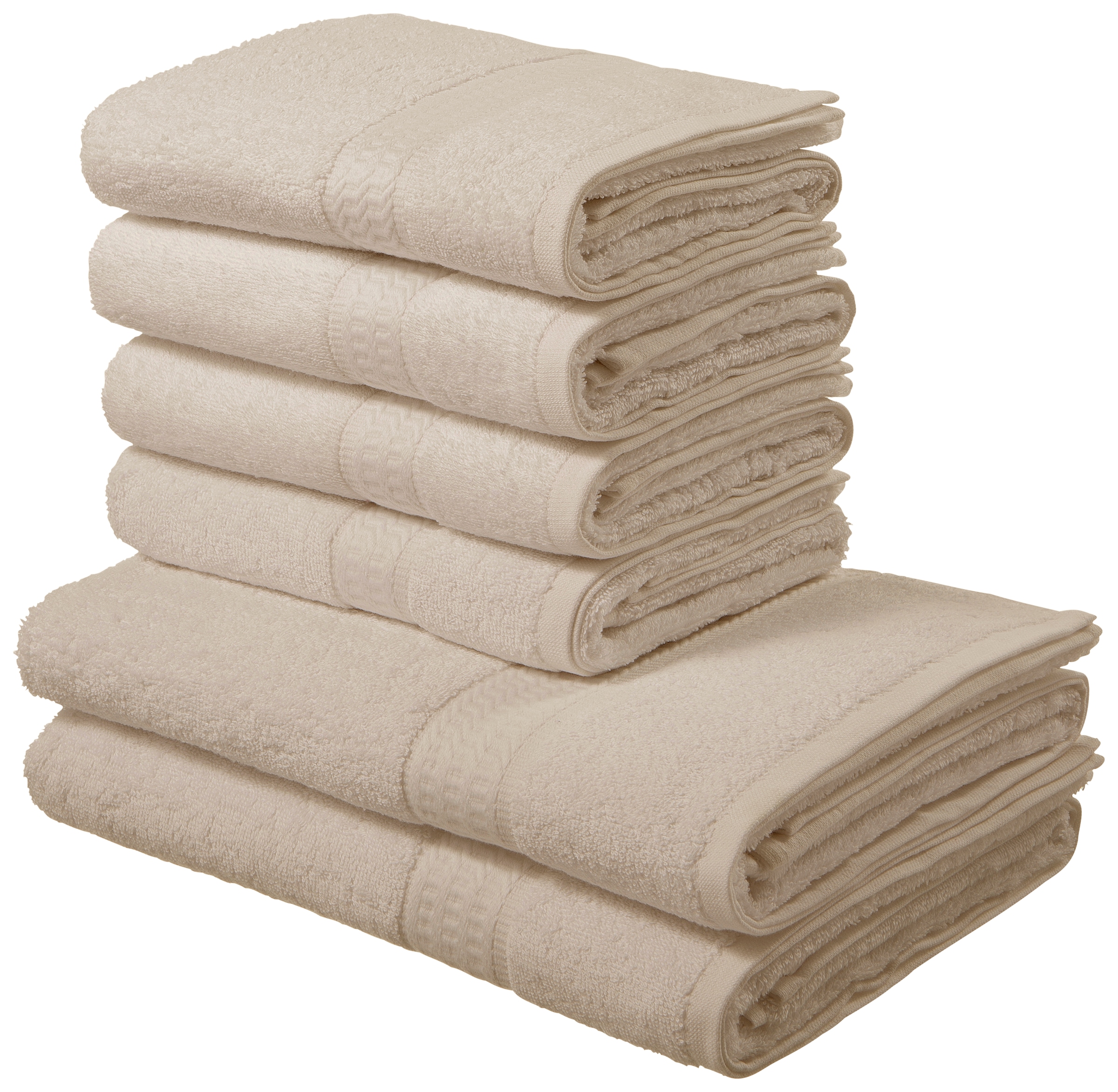 my home Handtuch Set »Juna«, Baumwolle Handtücher BAUR Walkfrottee, auf Set, tlg., in Uni-Farben, Handtuch-Set, Bordüre, | mit 100% 6 Rechnung