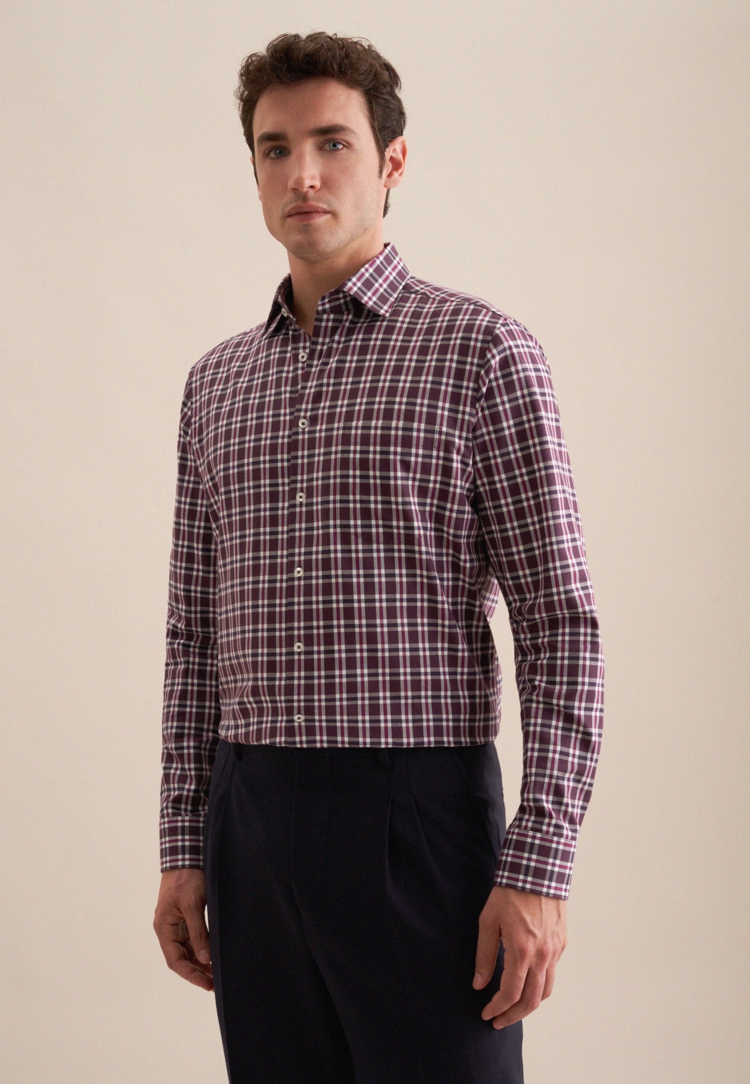 seidensticker Flanellhemd "Regular", Regular Langarm Button-Down-Kragen Karo