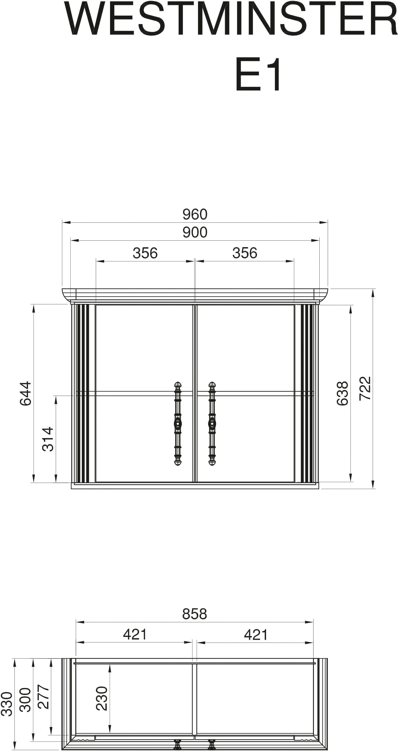 Kochstation Küche »KS-Westminster«, Breite 226 cm, ohne E-Geräte