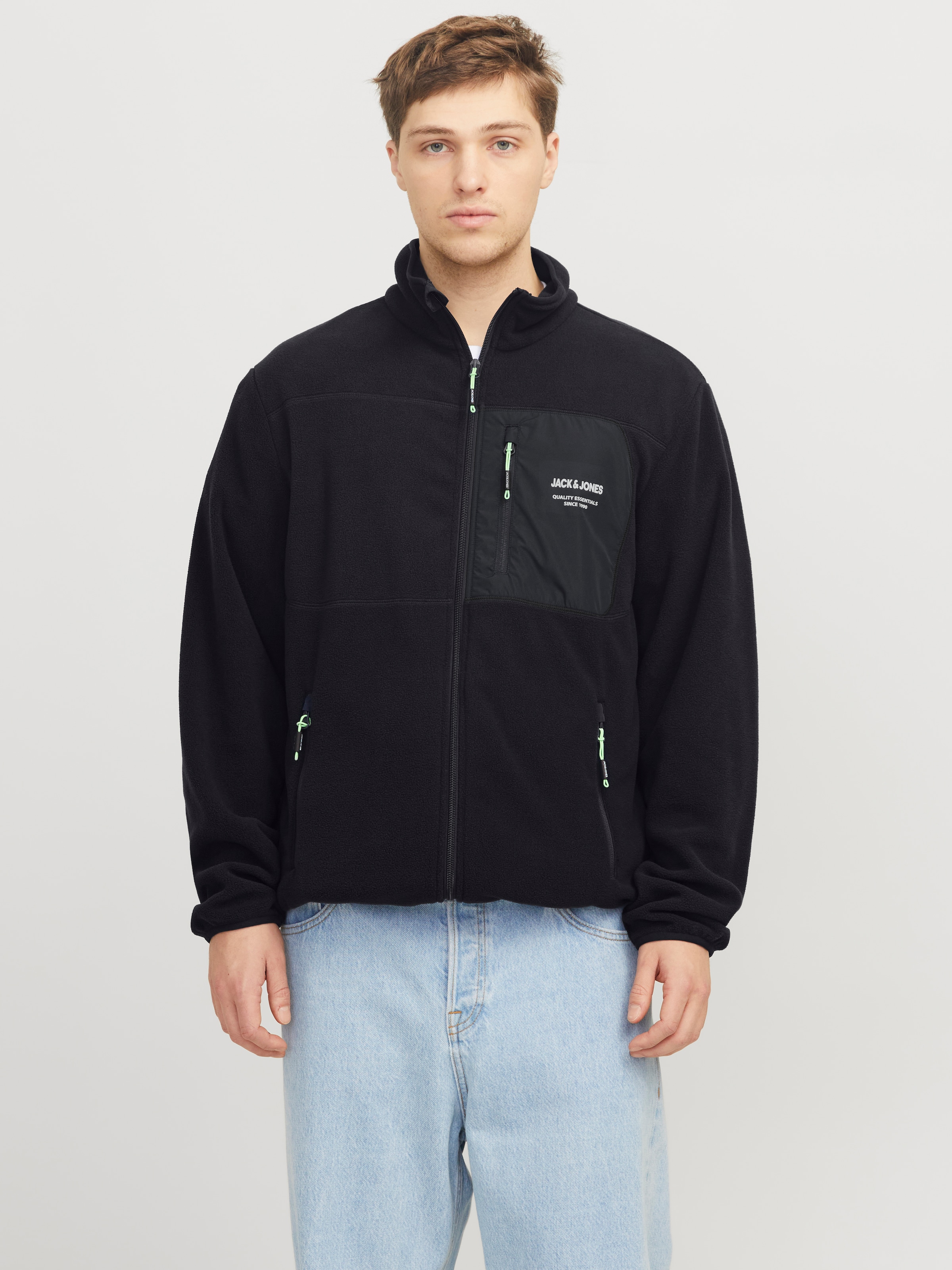 Jack & Jones Outdoorjacke "JJTHEO – Fleecejacke mit Stehkragen und Logoprin günstig online kaufen