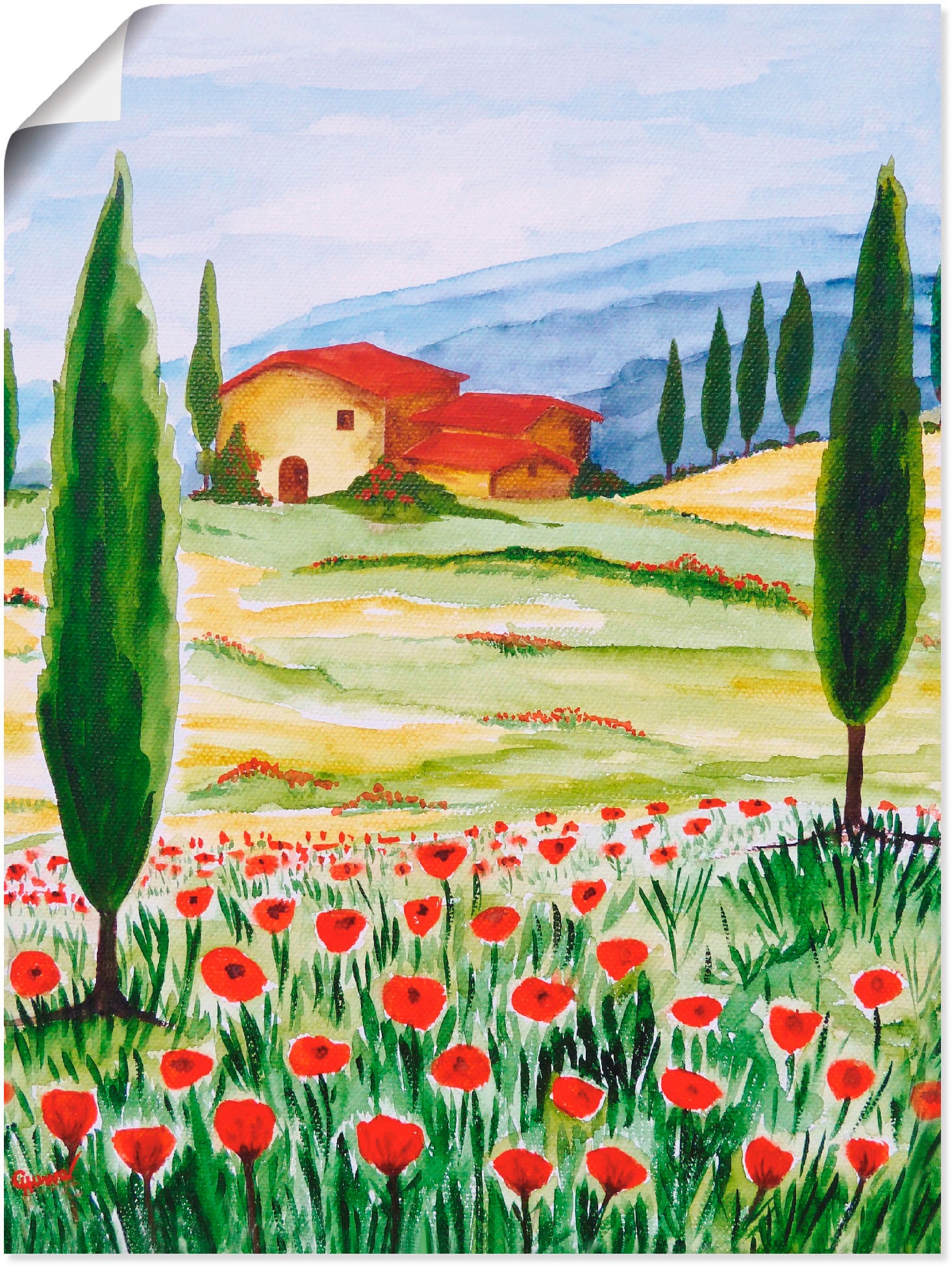 Artland Wandbild »Blühender Mohn in der Toskana«, Europa, (1 St.), als  Leinwandbild, Wandaufkleber oder Poster in versch. Größen bestellen | BAUR