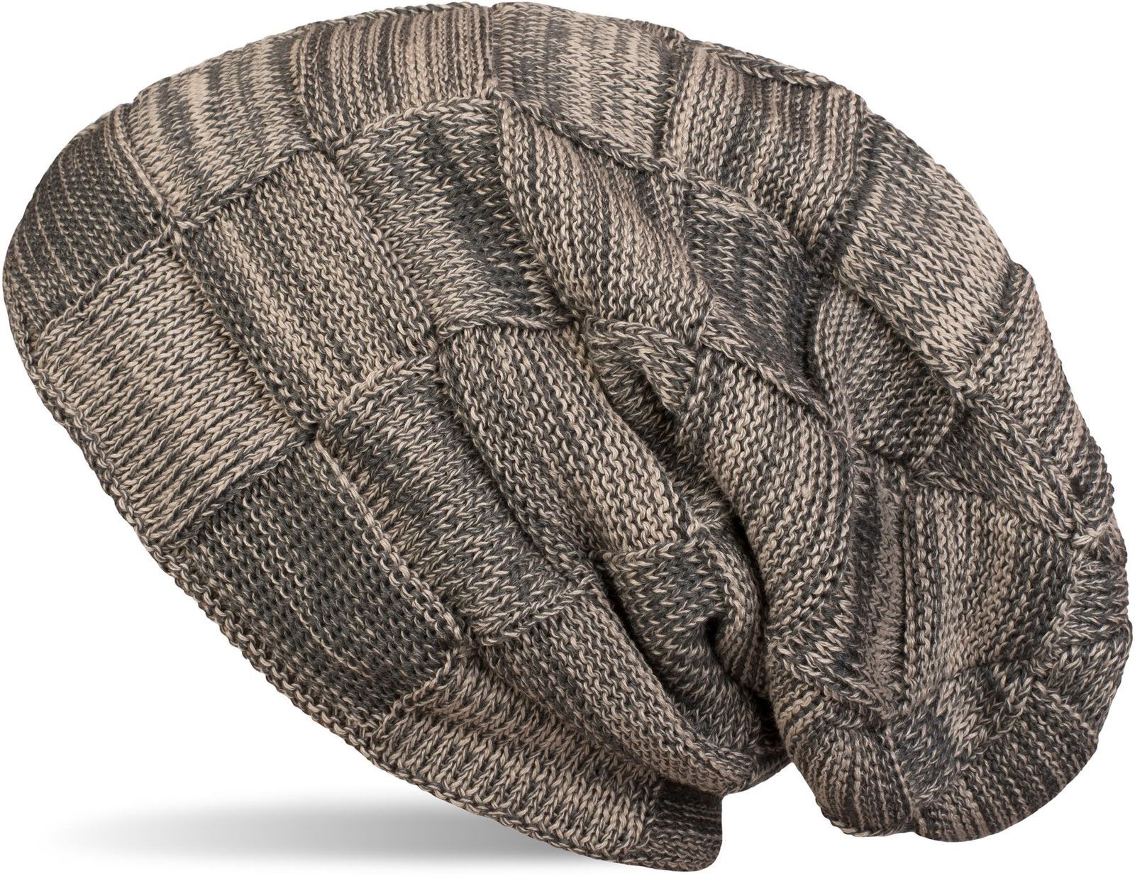 styleBREAKER Strickmütze "Feinstrick Beanie mit Karo Strick" 1 Stk.