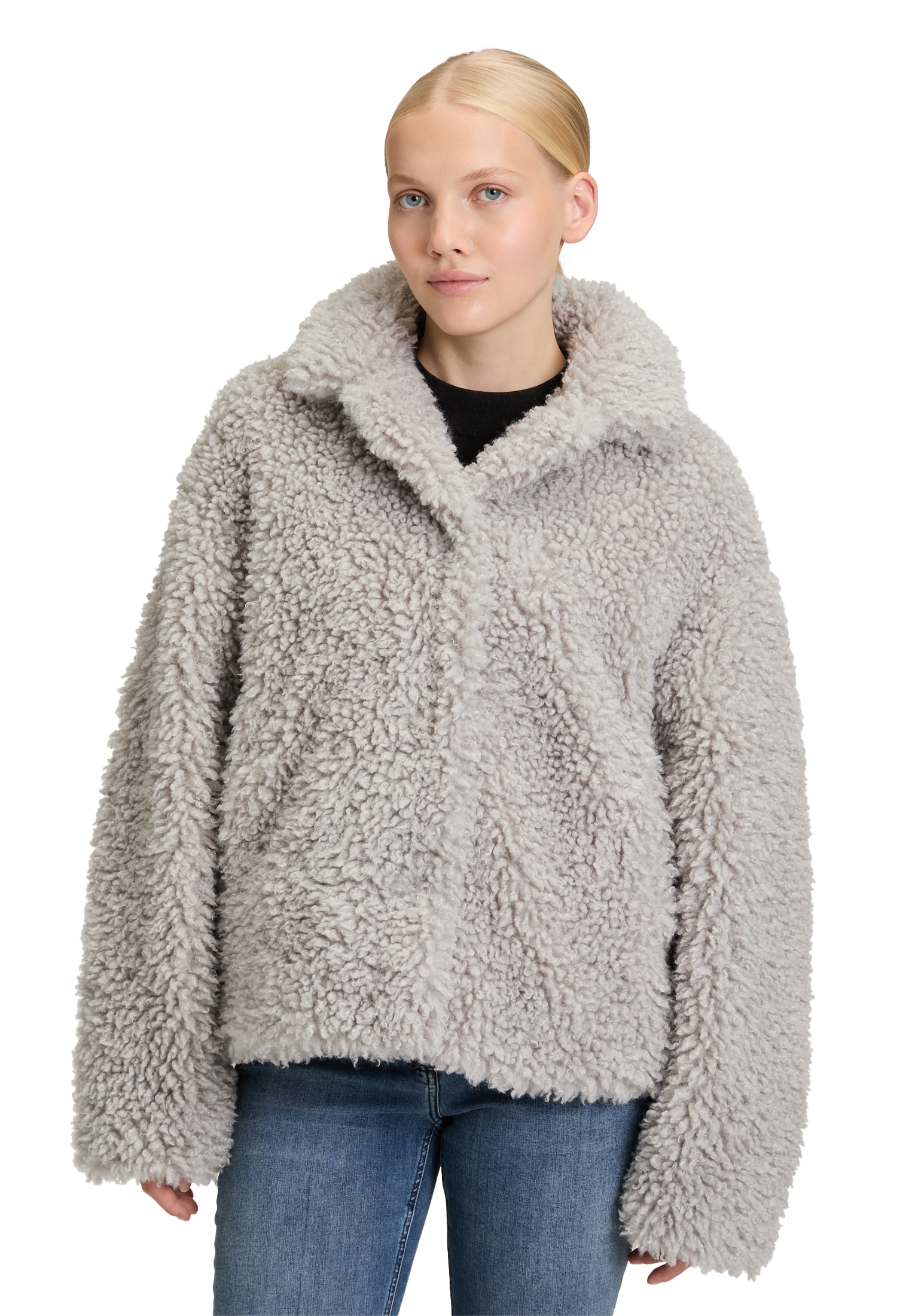 Amber & June Plüschjacke "Amber & June Damen Plüschjacke mit Stehkragen" günstig online kaufen