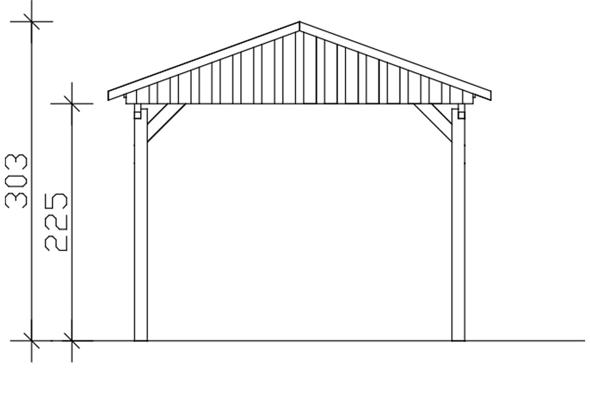 Skanholz Einzelcarport »Fichtelberg«, Leimholz-Nordisches Fichtenholz, weiß, mit roten Schindeln