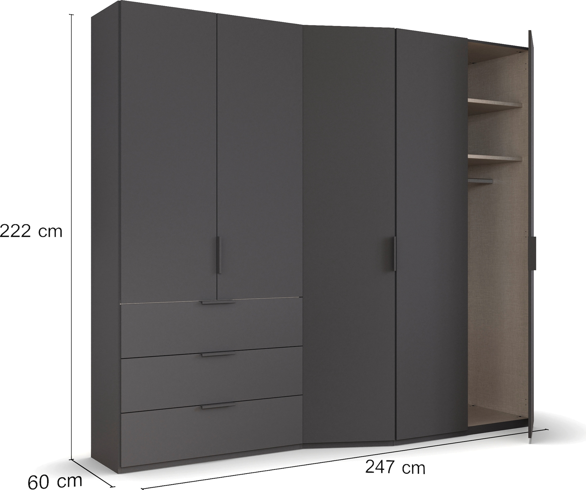 rauch Drehtürenschrank »Kleiderschrank Schrank Garderobe Wäscheschrank WAVE«, in 2 unterschiedlichen Tiefen, mit Soft-Close Funktion MADE IN GERMANY