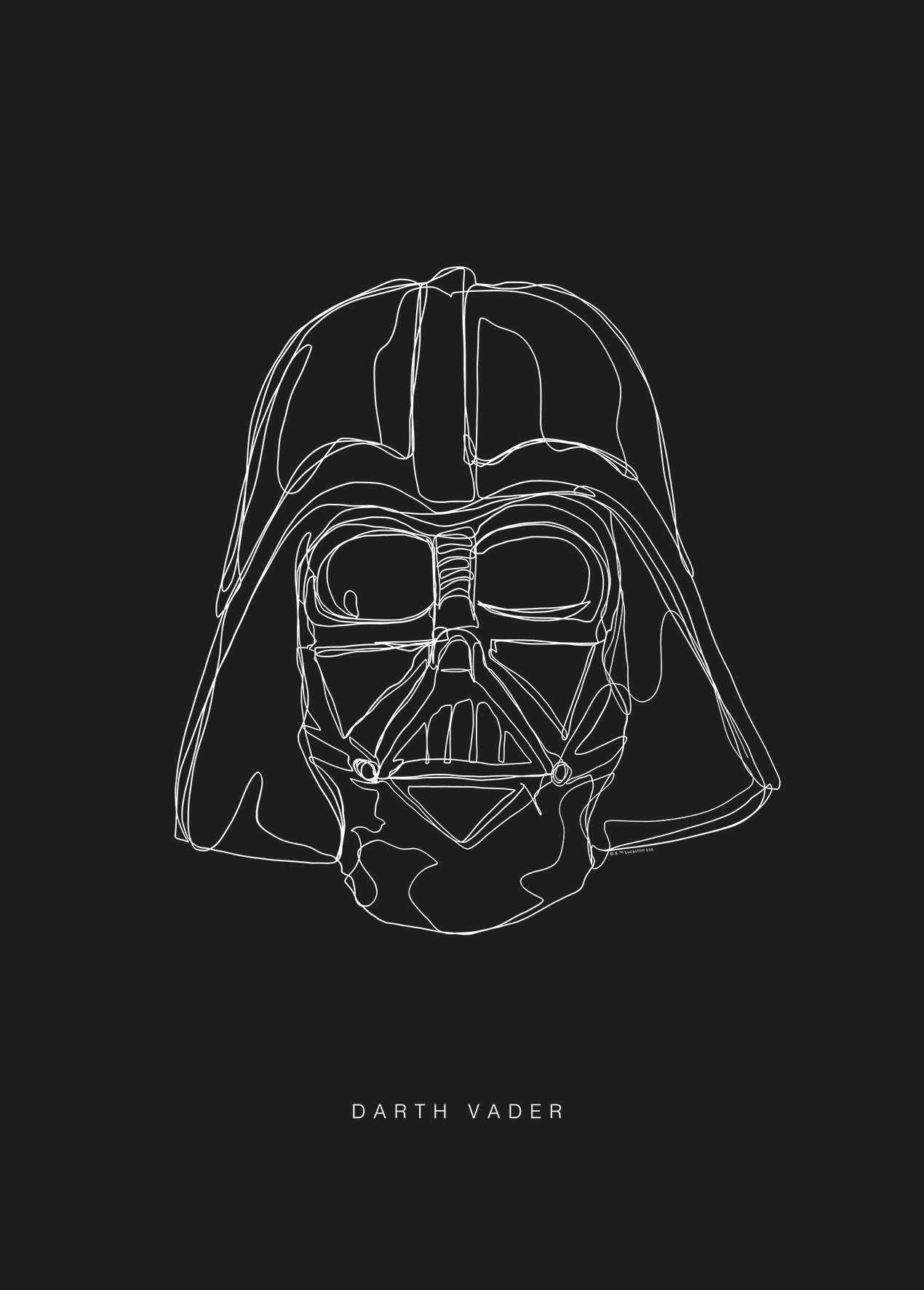 Komar Bild "Star Wars Lines Dark Side Vader" Star Wars 1 Stk. tlg. Wandbild zur Dekoration im Kinderzimmer - ohne Rahmen