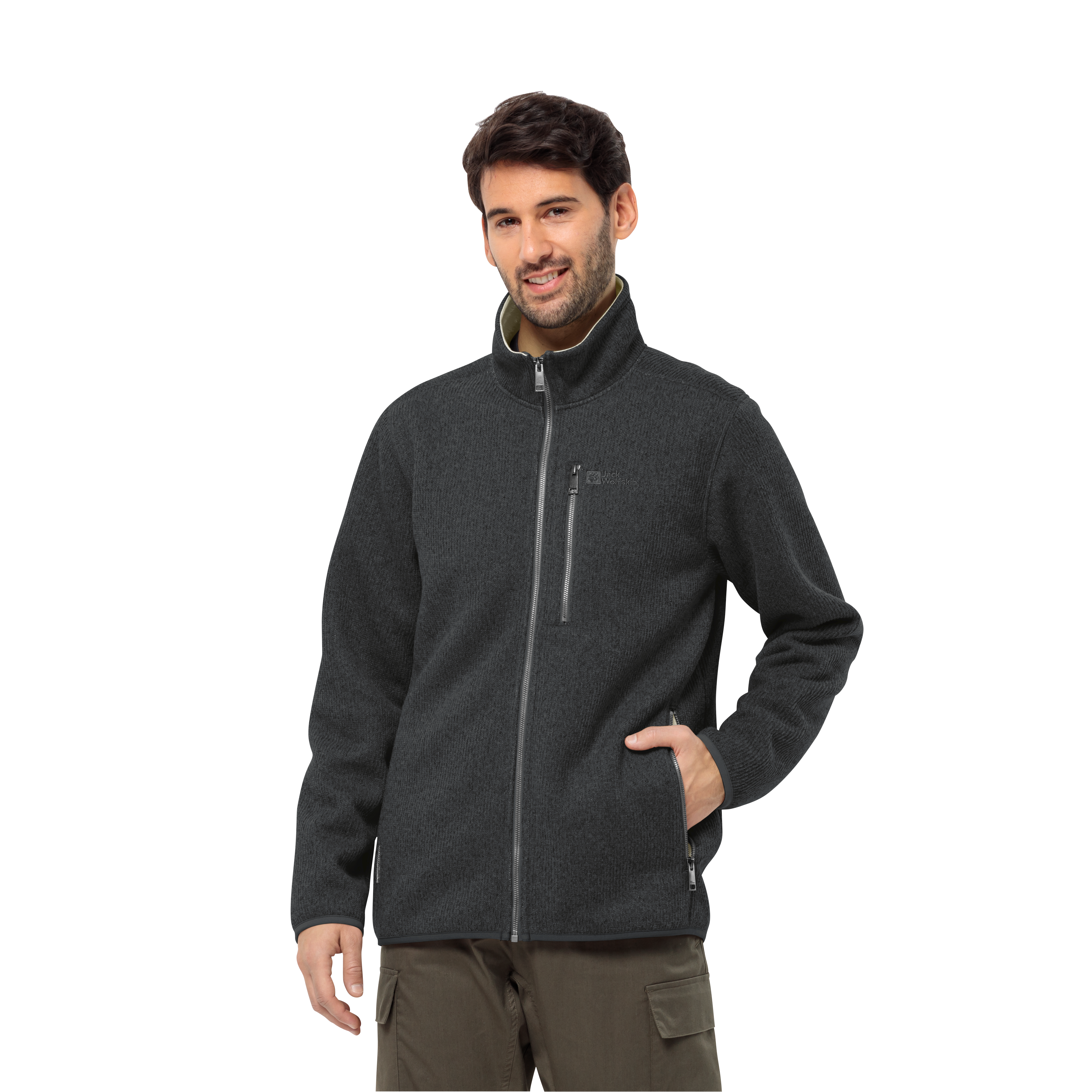 Jack Wolfskin Fleecejacke "ROBSON FJORD JACKET" winddichte Ausführung, mit Stehkragen, aus weichem Sherpa-Fleece