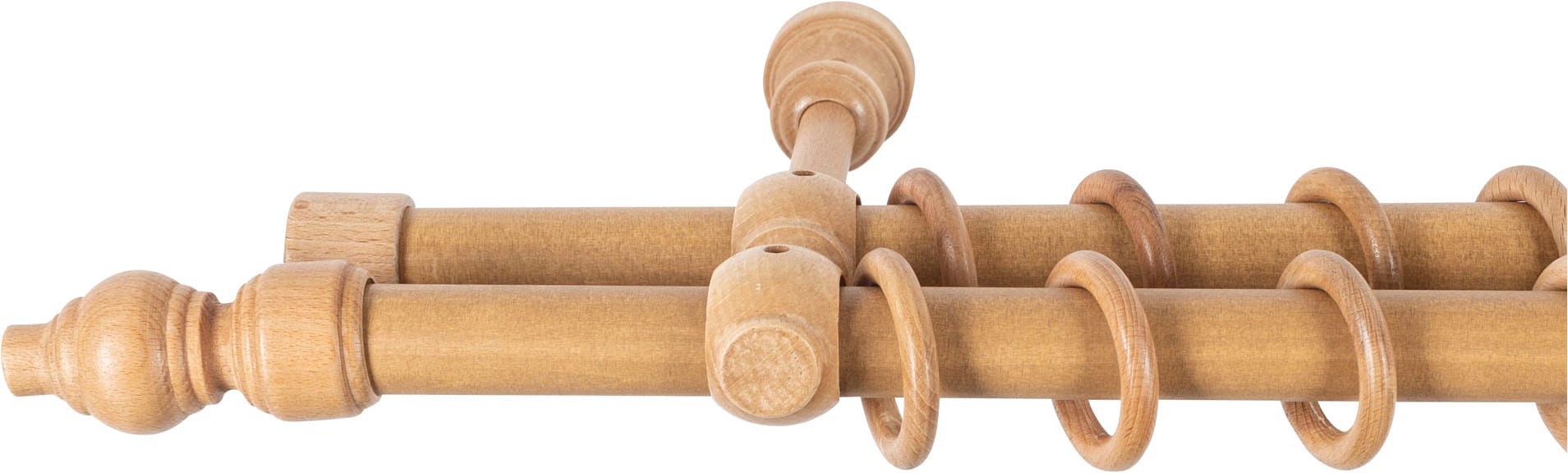 SN DECO GROUP Gardinenstange »Filigrano« 2 läufig-läufig Fixmaß 28 mm, Holz, verschiedene Längen und Farben, Komplettset