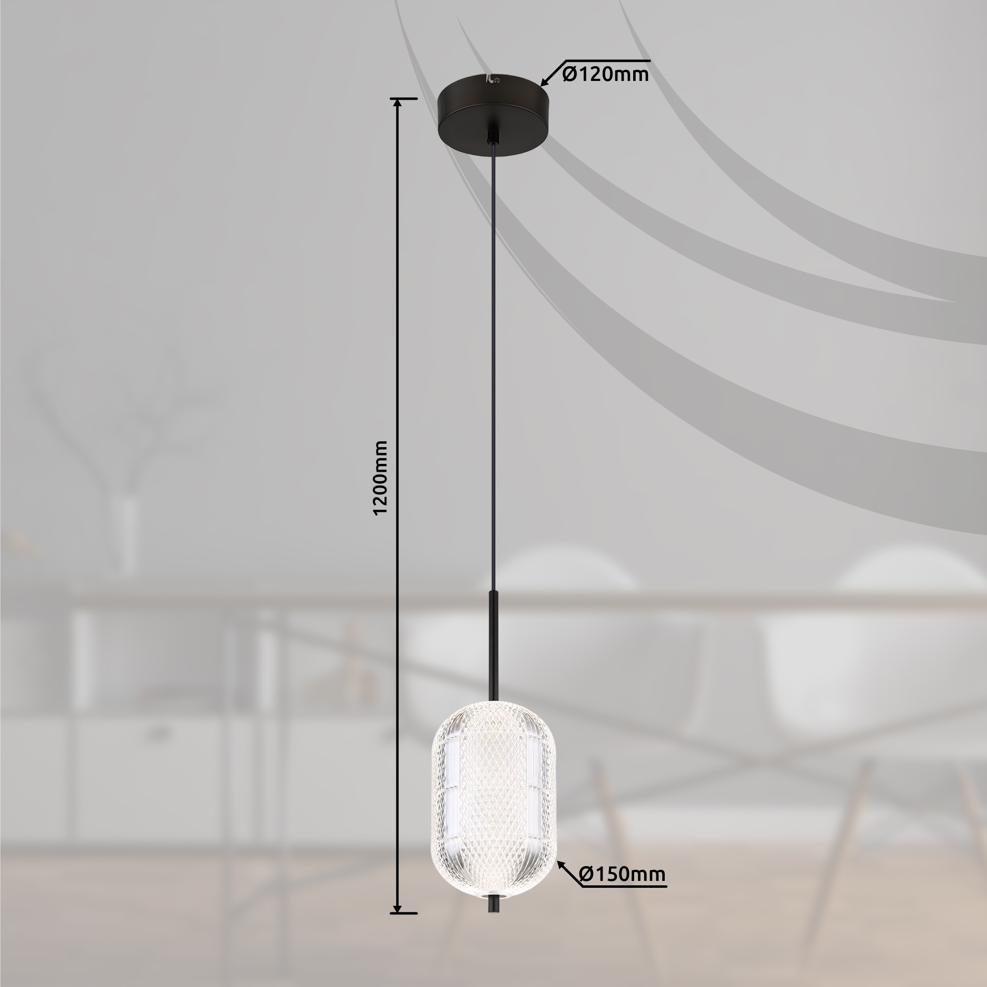 GLOBO LIGHTING LED Pendelleuchte »KURIUS«, Leuchtmittel LED-Modul | LED fest integriert, Hängelampe/Hängeleuchte/Wohnzimmer/Esstisch/elegant