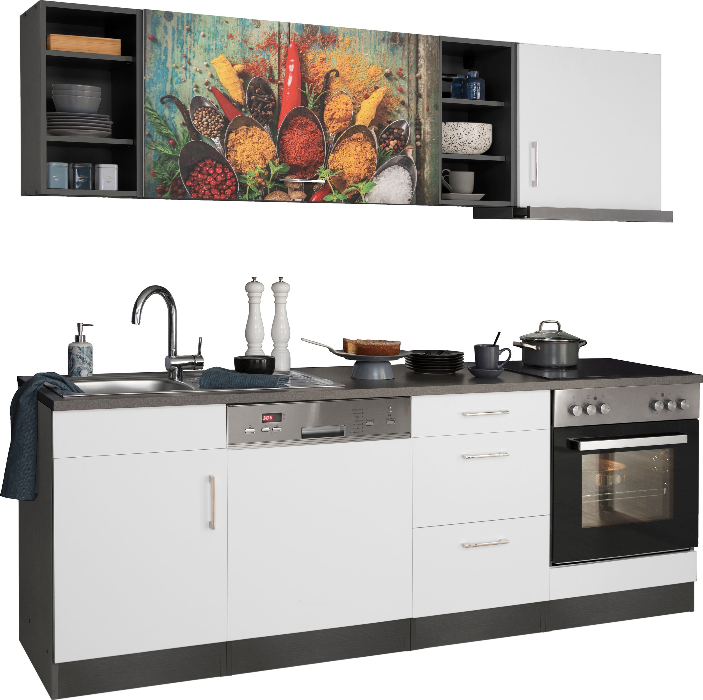 Thumbnail - KOCHSTATION Küchenzeile "KS-Paris – Küchen mit einzigartigen Fotomotiven auf den Fronten" Breite 220 cm, wahlweise mit E...