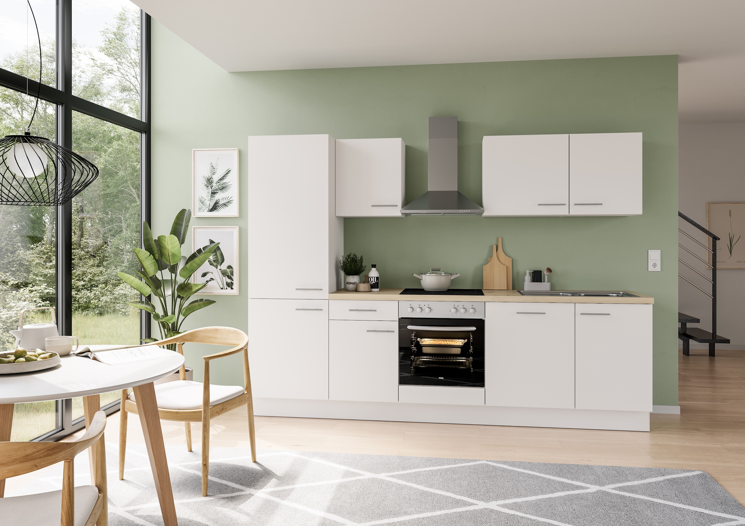IMPULS KÜCHEN Küchenzeile »"Tirana", Ausrichtung wählbar, Schubkästen mit Soft-Close«, vormontiert, wahlweise mit E-Geräten, mit Vollauszug, Breite 280 cm