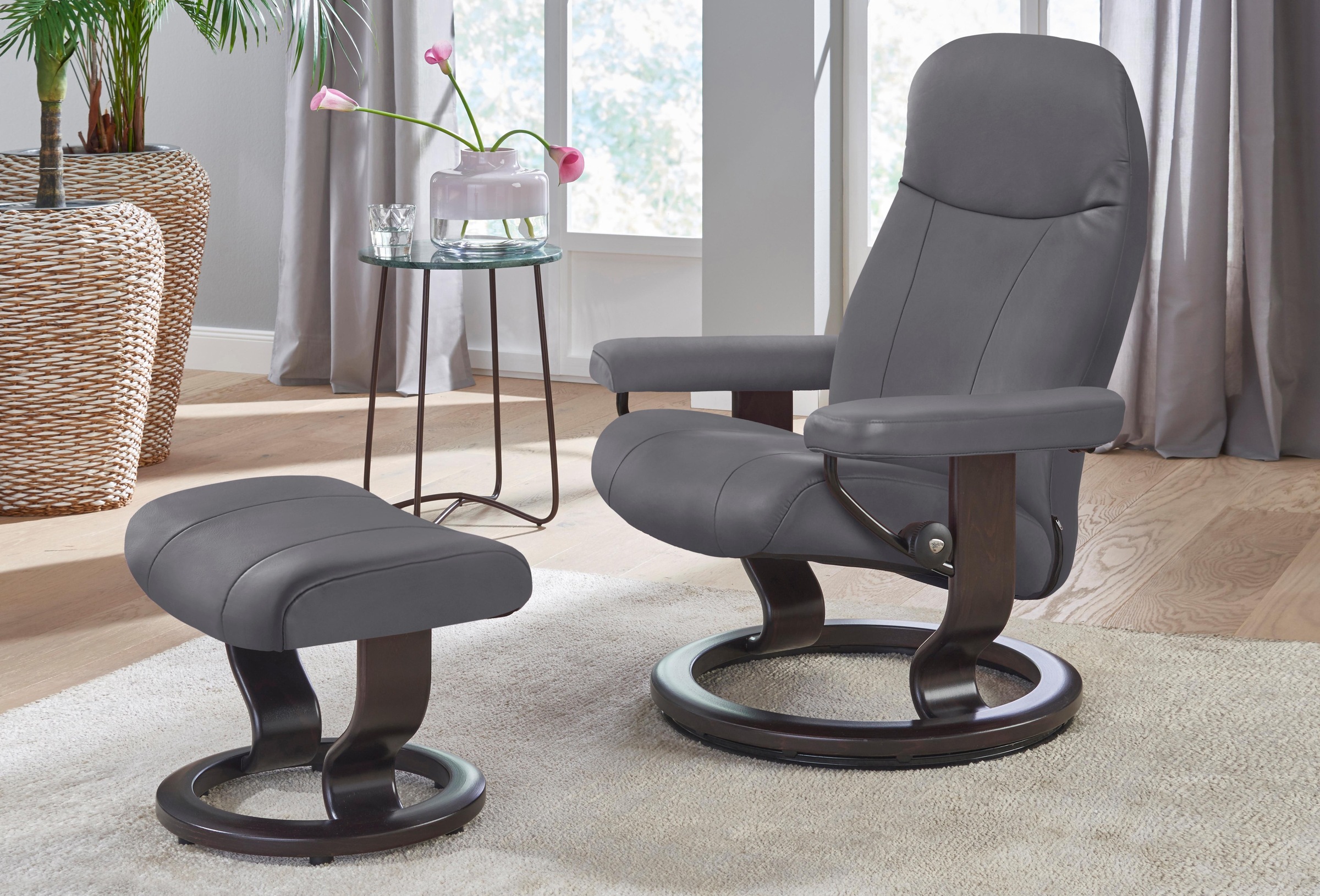 Stressless® Relaxsessel »Garda«, (Set, Relaxsessel mit Hocker), mit Hocker, mit  Classic Base, Größe L, Gestell Wenge bestellen | BAUR | Sessel