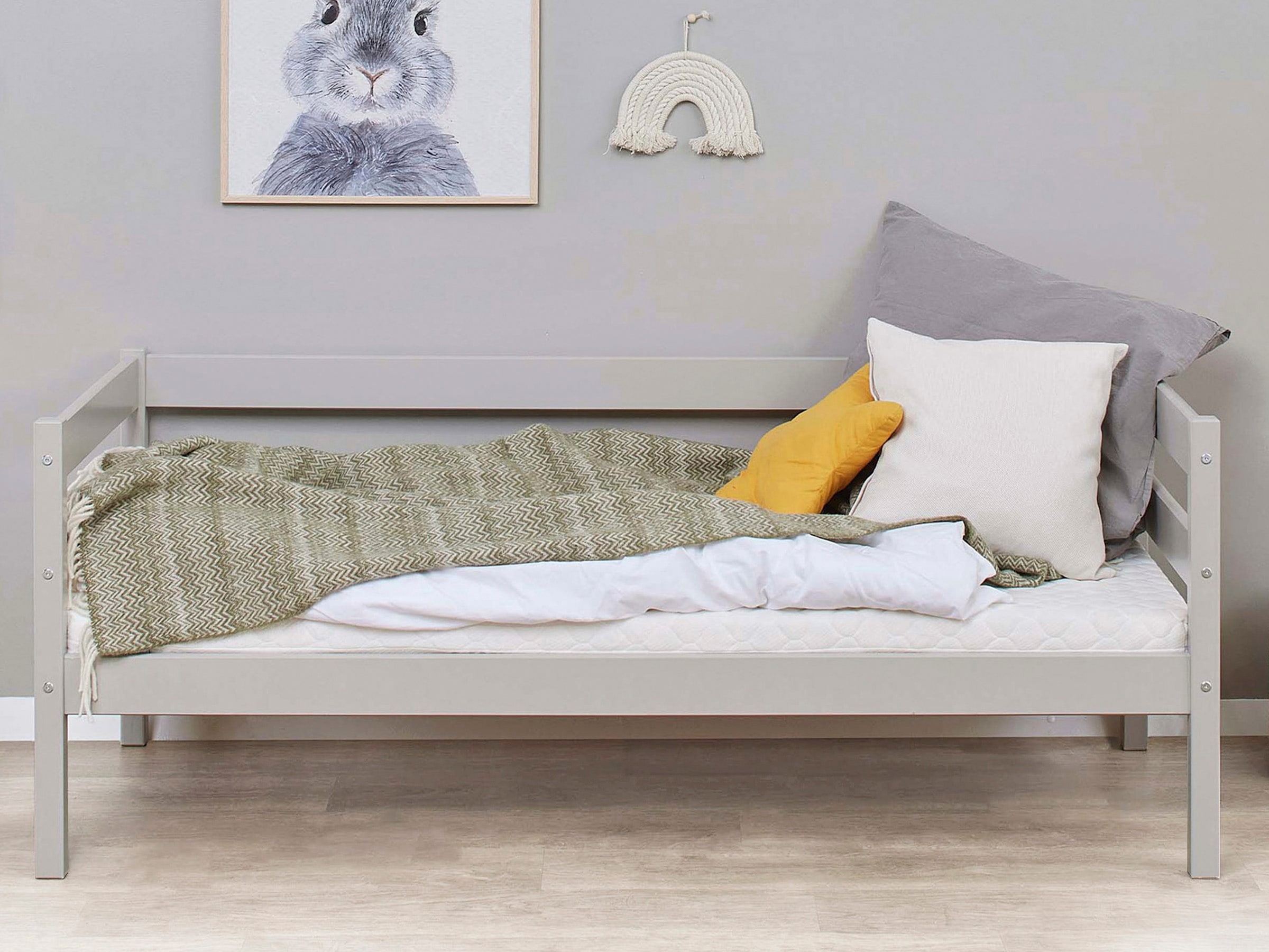 Hoppekids Einzelbett "ECO Comfort Kinderbett, Kiefer Massivholz, Jugendbett inkl. Rollrost" 70x160 cm, wahlweise in verschieden Farben/ Matratze/ Absturzsicherung