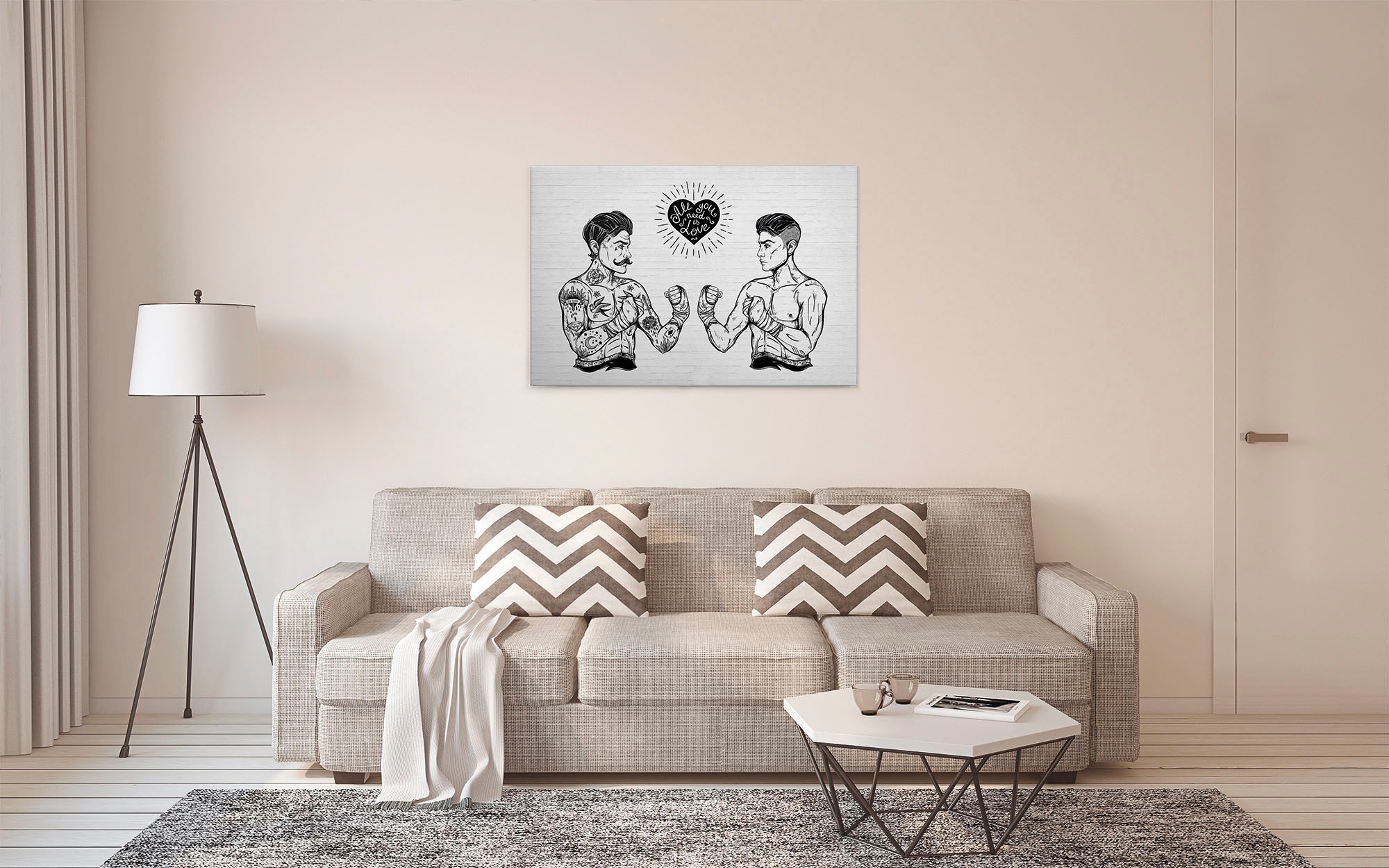 A.S. Création Leinwandbild »iconic«, Kunst-Modern-Kinder, (1 St.), Schwarz-Weiß Zeichnung Rockabilly Keilrahmen Leinwand-Bild Wohnzimmer