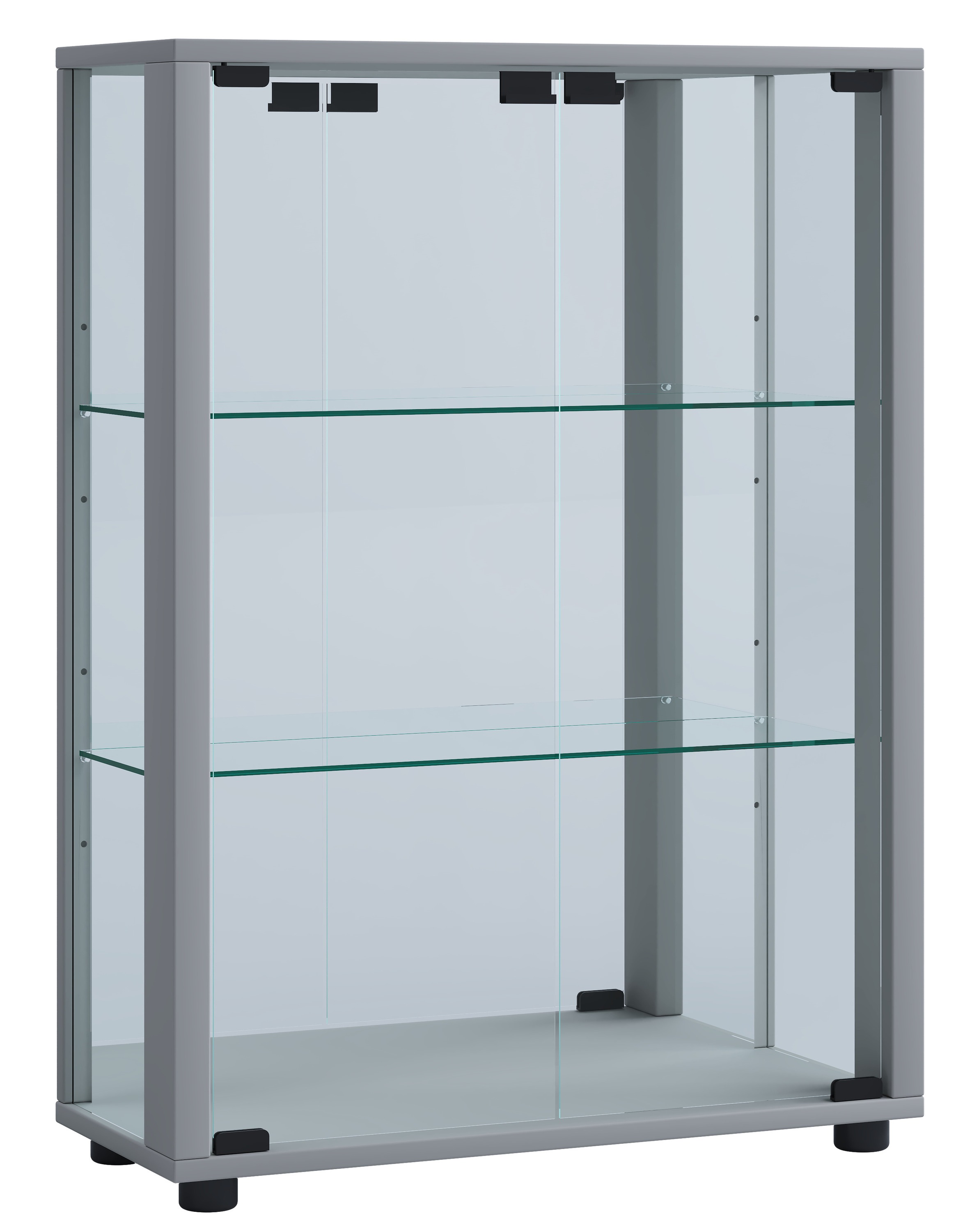 VCM Vitrine »VCM Glasvitrine stehend | Vitrine Glas mit ESG-Sicherheitsglas | Maße ca. H. 80 x B. 60 x T. 25 cm | Standvitrine Glas | Modern und platzsparend | Glas Vitrinenschrank ¿ Sintalo Spiegel«, (1 St.)