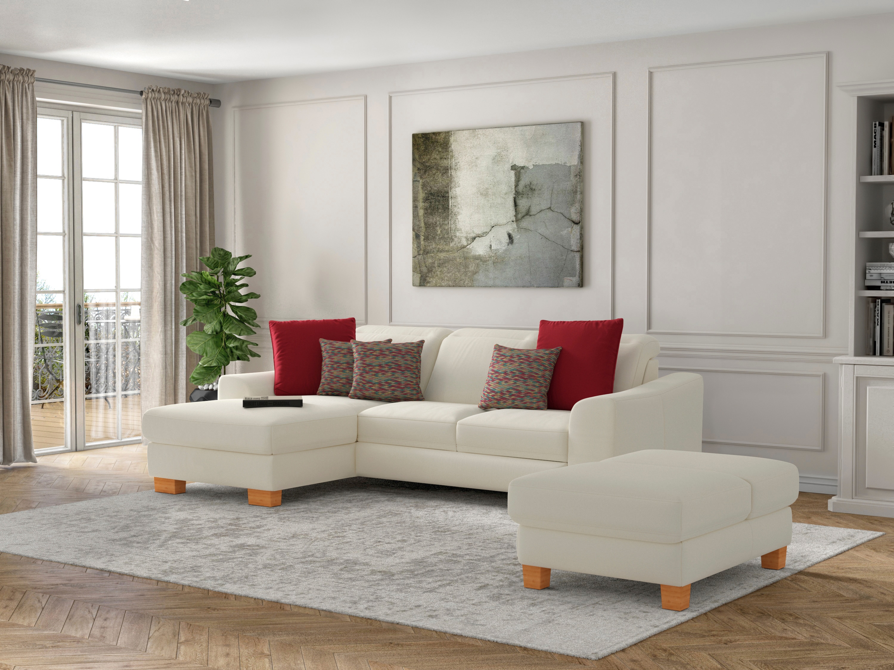 sit&more Ecksofa "Dundee L-Form" mit Federkern und Massivholzfüßen, wahlweise mit Kopfteilverstellung