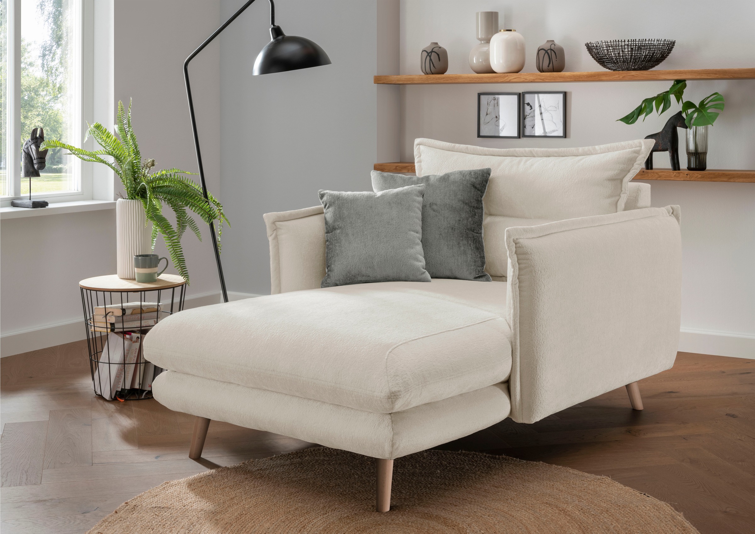 Home affaire Loveseat "Lazio, 111 cm breit, modern und bequem" Webstoff, inkl. Rücken- und Zierkissen