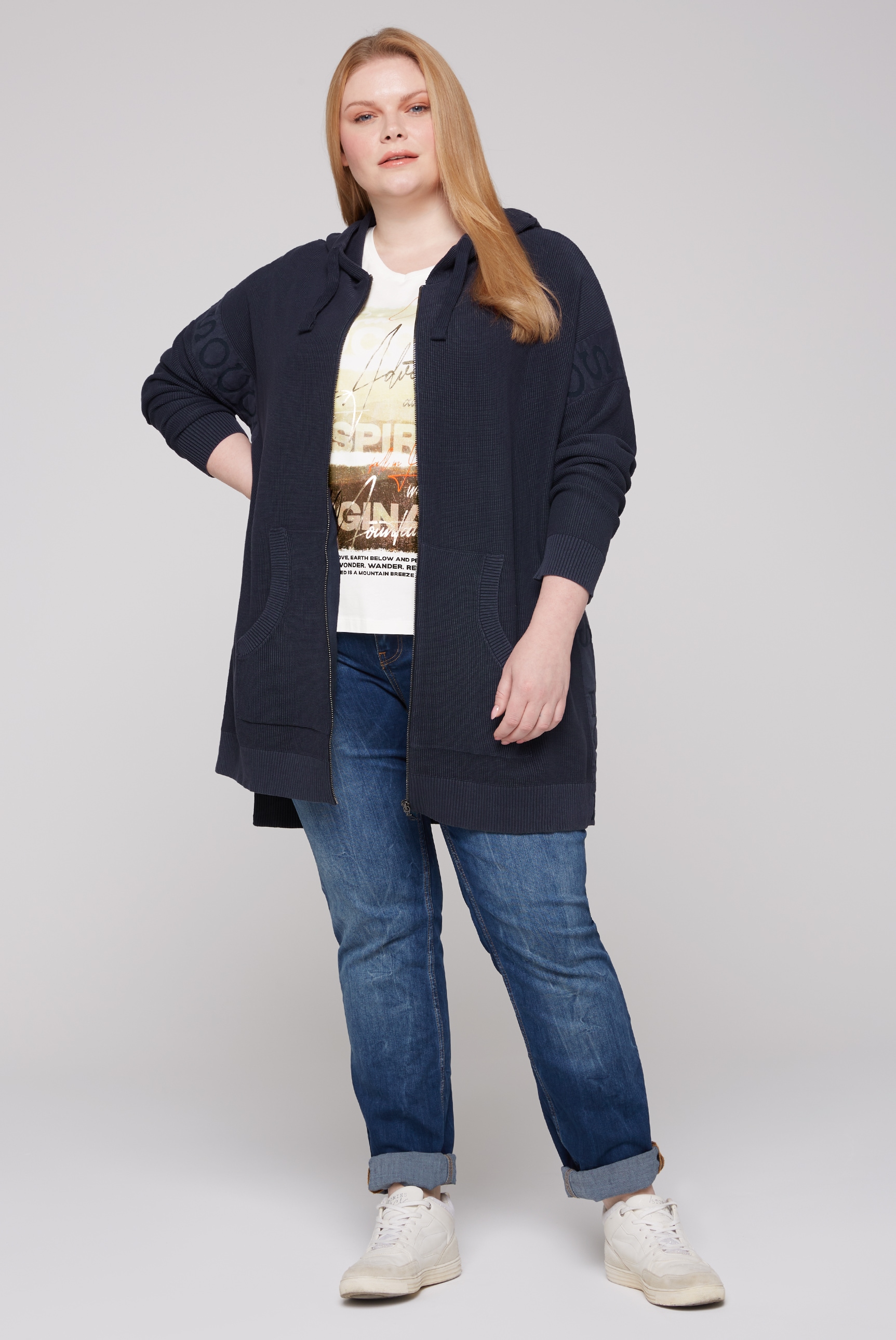 SOCCX Longstrickjacke, aus Baumwolle