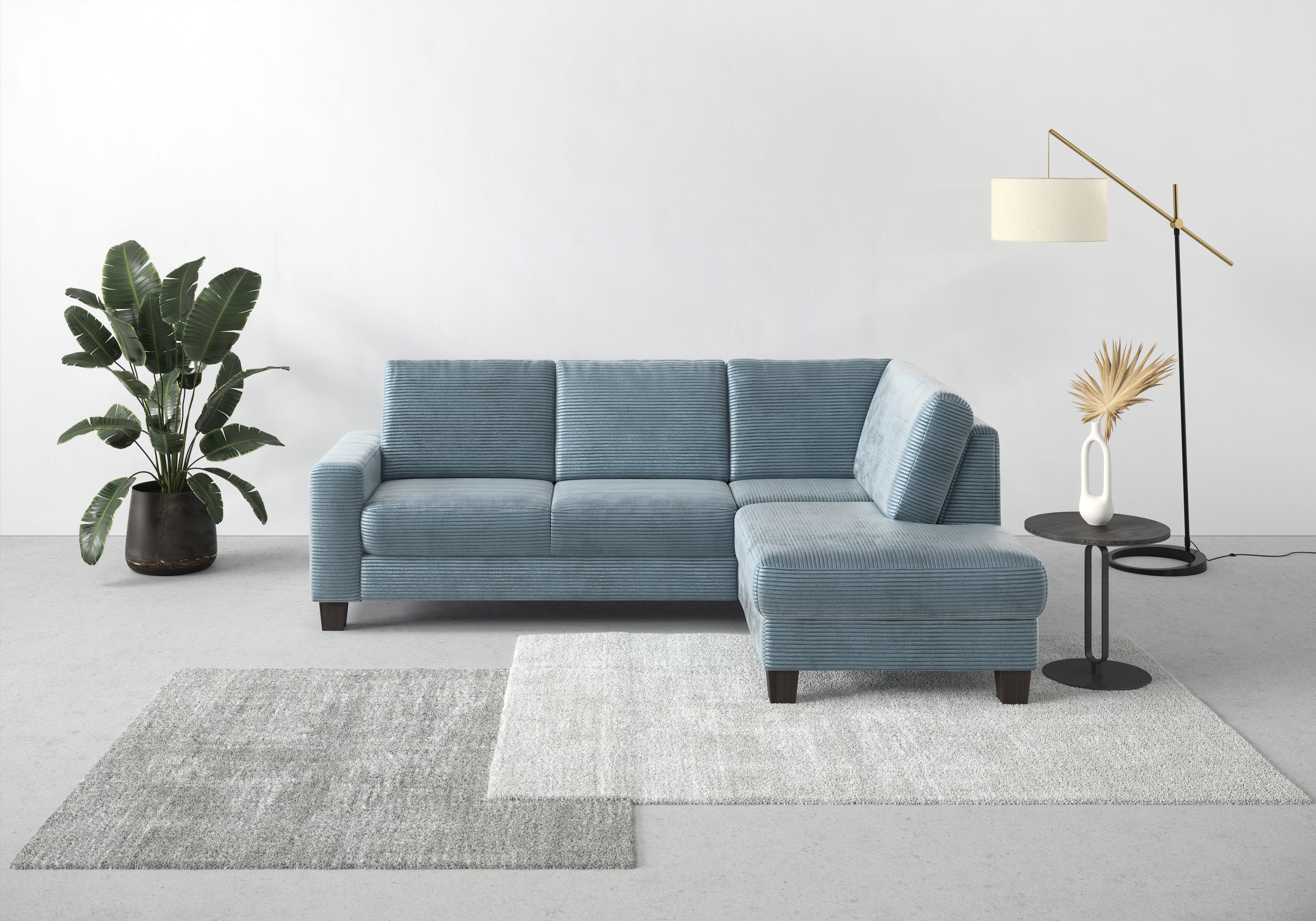 OTTO home Ecksofa "Summer L-Form" mit Ottomane, mit oder ohne Schlaffunktion und Bettkasten, Cord-Bezug