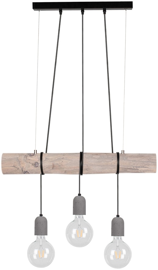 Holz grau SPOT BAUR »TRABO CONCRETE«, Kiefernholz, gebeizt aus Pendelleuchte | 3 Hängeleuchte, flammig-flammig, Holzbalken Light massivem