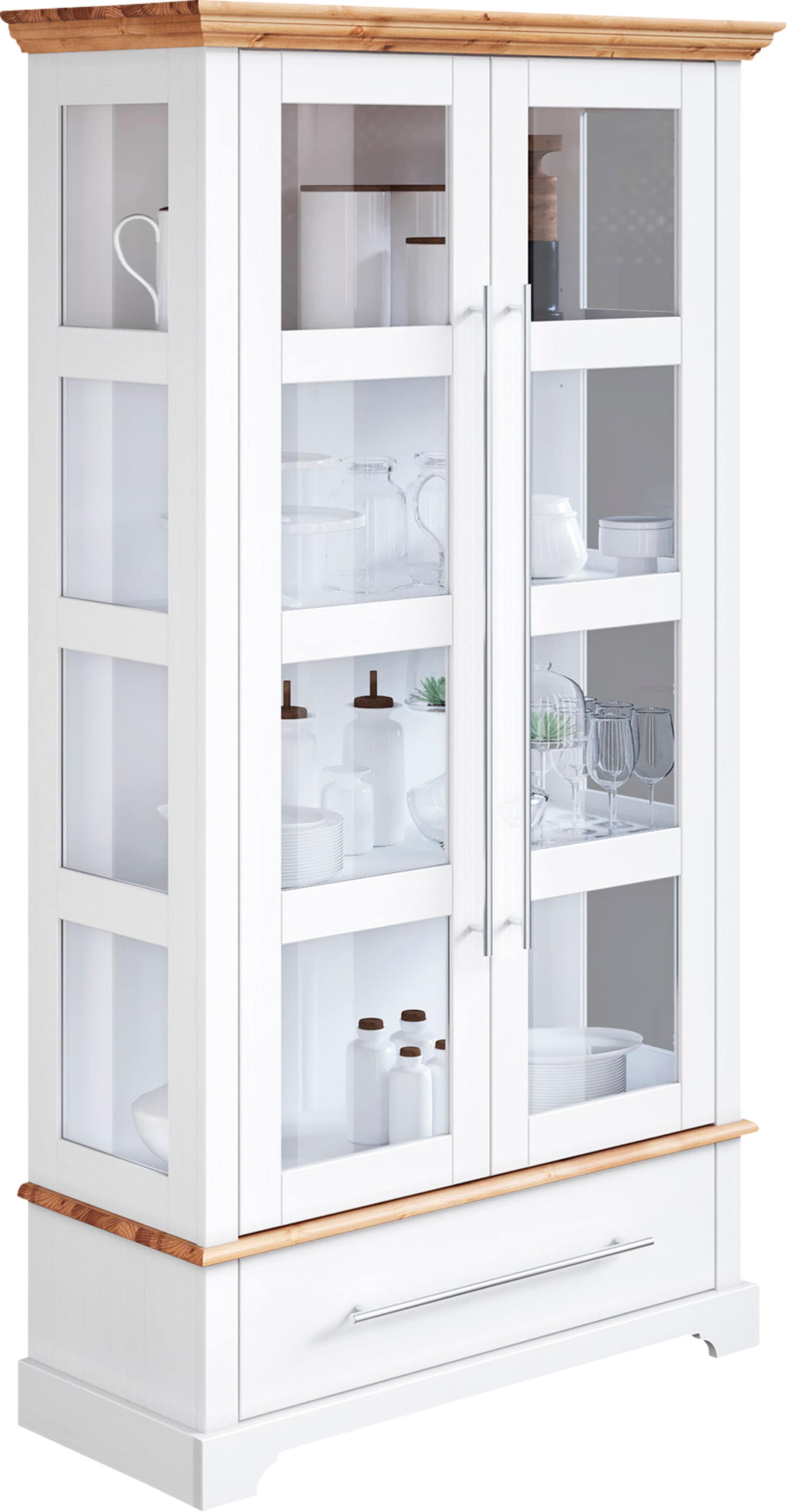 OTTO home Vitrine "Melissa" Höhe 169 cm, Breite 94 cm, 2-türig, Kiefer massiv, FSC