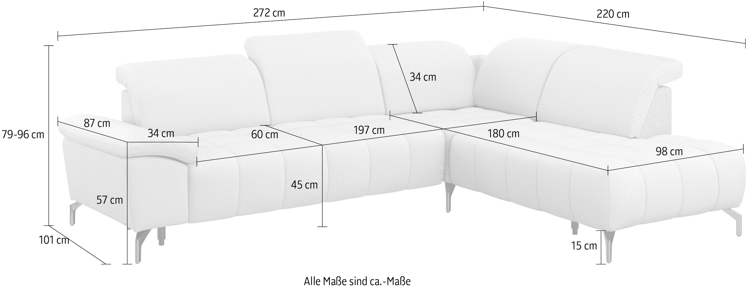 sit&more Ecksofa »Cool L-Form«, wahlweise mit Kopfteilverstellung und Vorziehsitz motorisch