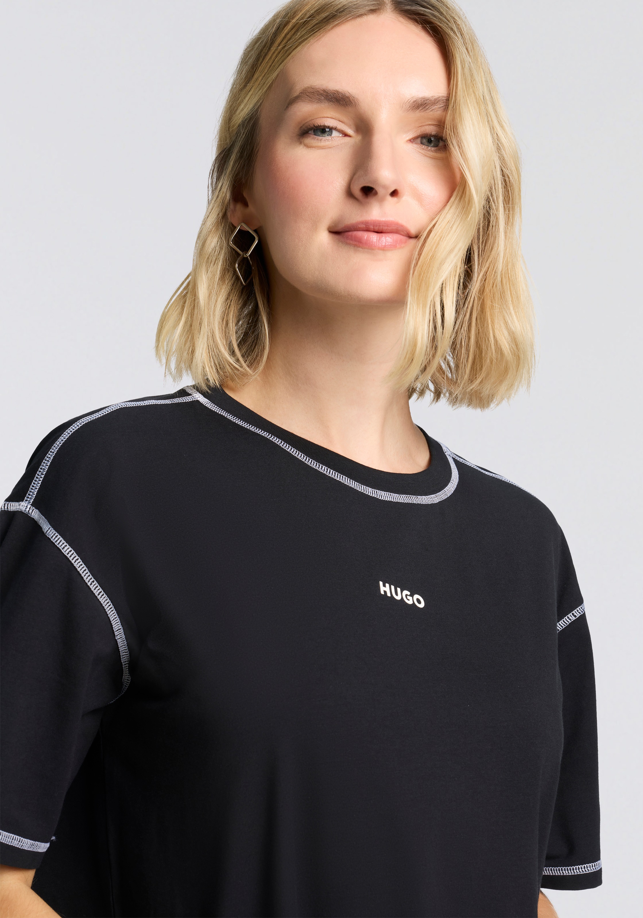 Thumbnail - HUGO Underwear Nachthemd "NITE NIGHTY" kontrastfarbene Nähte