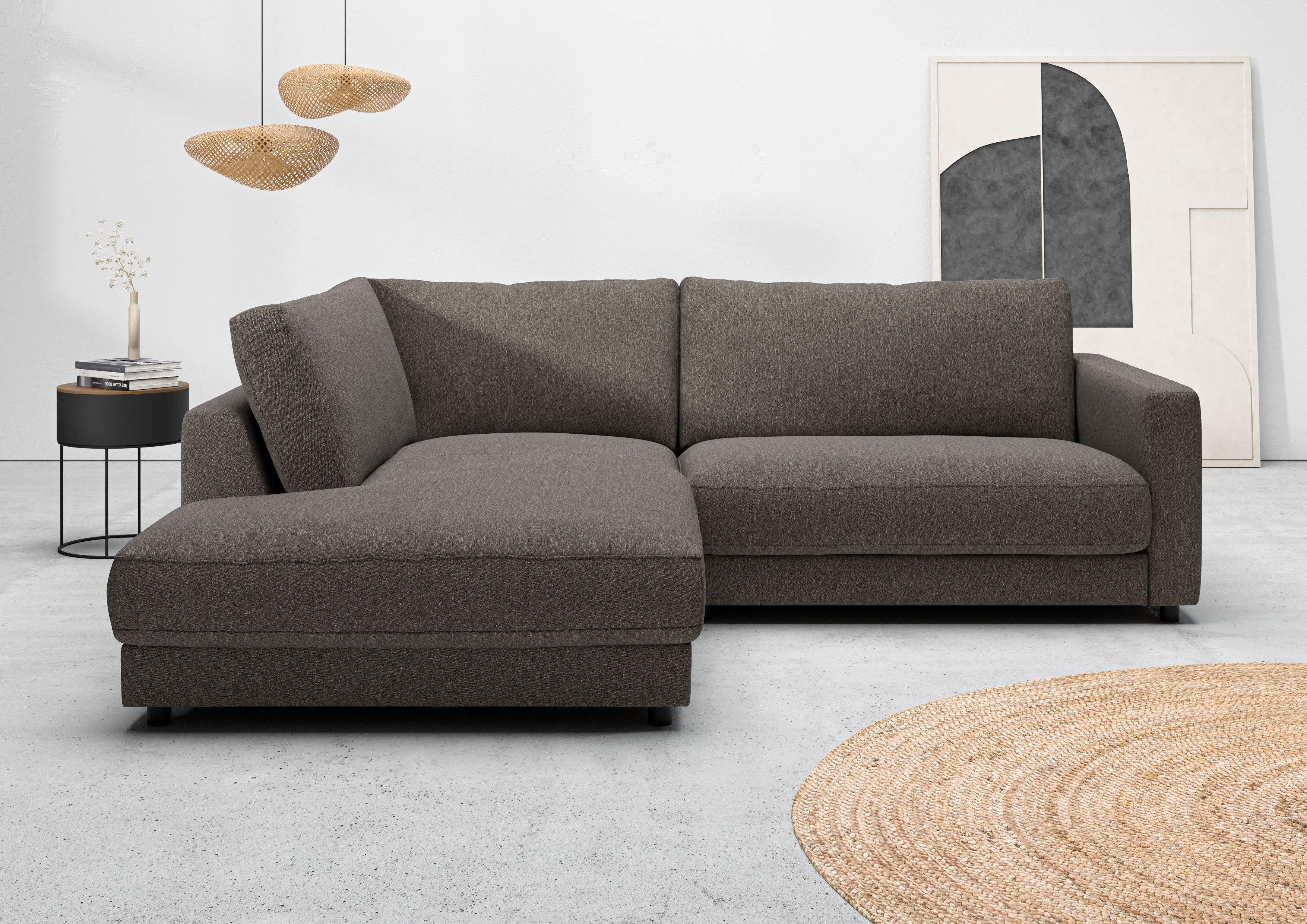 Home affaire Ecksofa "Ecksofa Jiro, L-Form, große Sitztiefe, Breite 252 cm" lose Sitz- & Rückenkissen, weicher Polsteraufbau, komfortabel & modern
