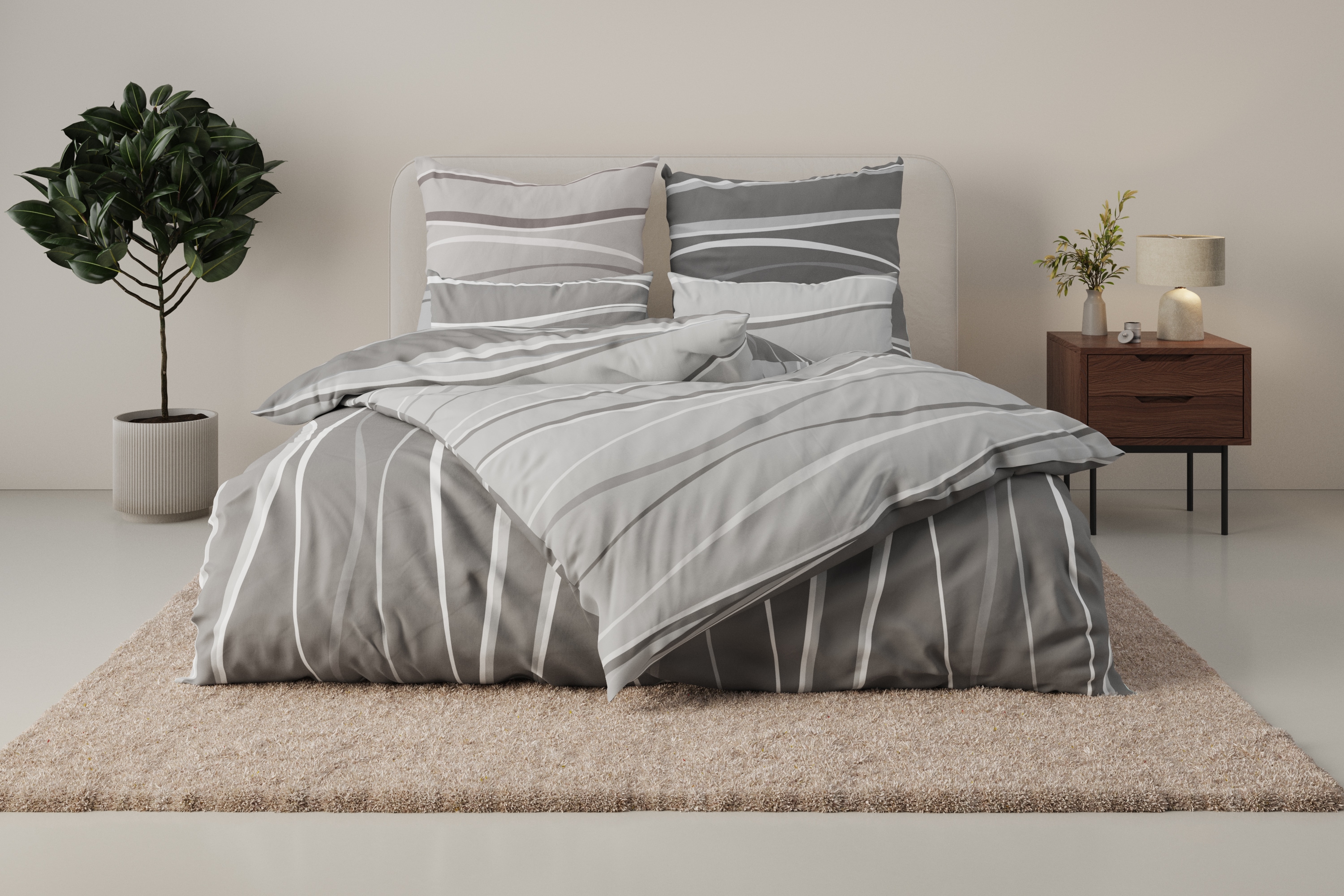 OTTO home Wendebettwäsche "Alvara" 2 Stk. in Gr. 135x200 oder 155x220 cm, 100% Baumwolle, grafisches Motiv