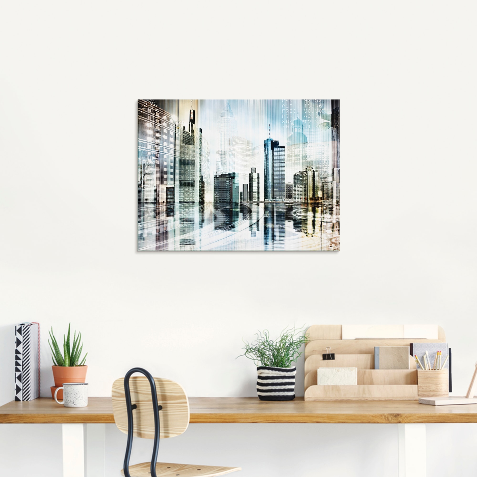 kaufen (1 | St.), Artland Collage«, Deutschland, BAUR Abstrakte Größen Skyline verschiedenen »Frankfurt Glasbild in