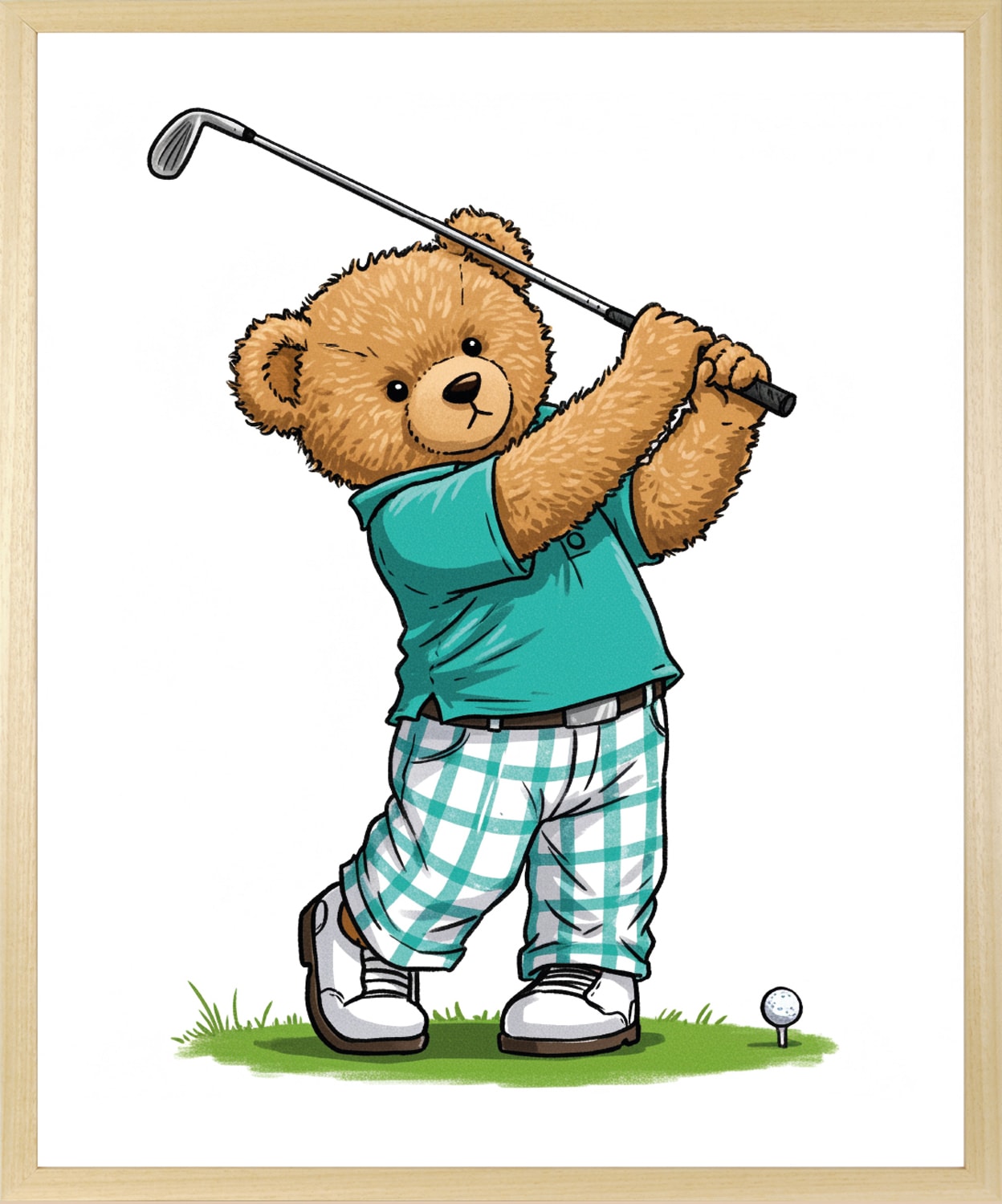 queence Bild mit Rahmen "Teddy Bär auf Golfplatz" Bär  Bären  Fashion  Figu günstig online kaufen