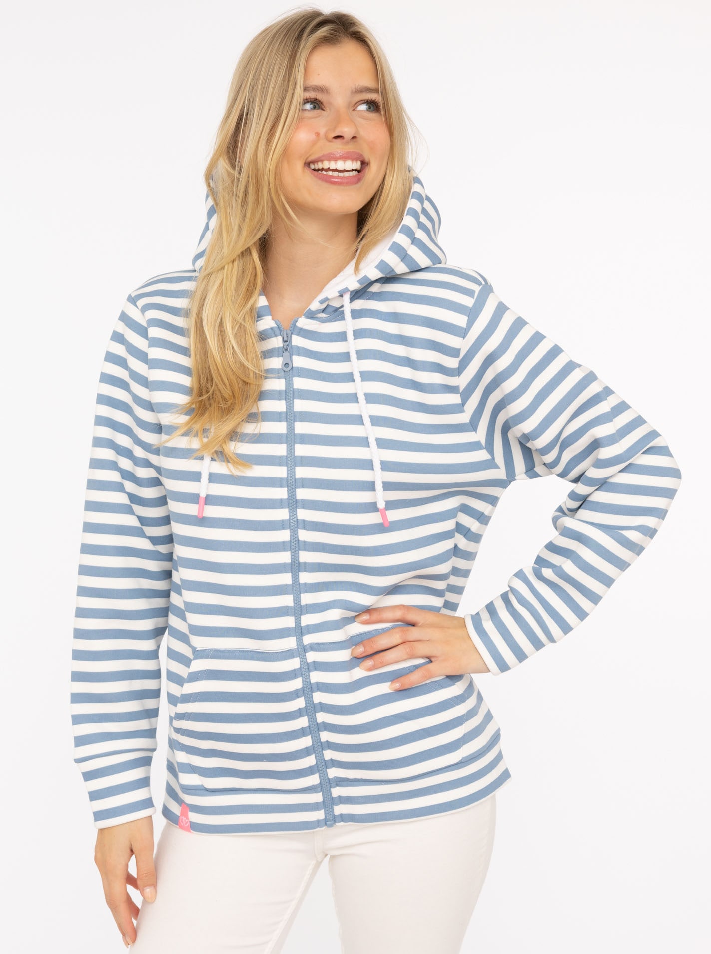 Zwillingsherz Kapuzensweatjacke Streifen, Kapuze, Reißverschluss, modisch, günstig online kaufen