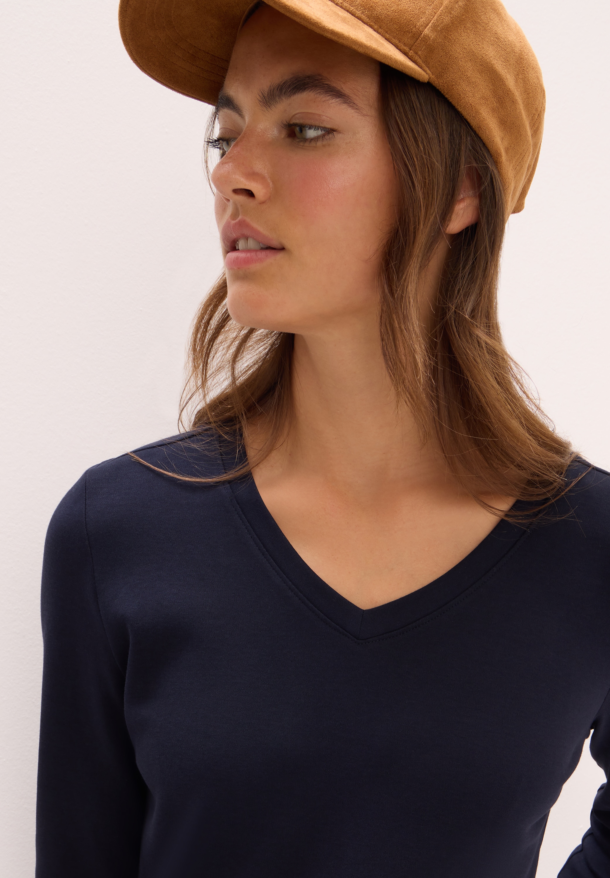 Cecil 3/4-Arm-Shirt, mit V-Ausschnitt, unifarben